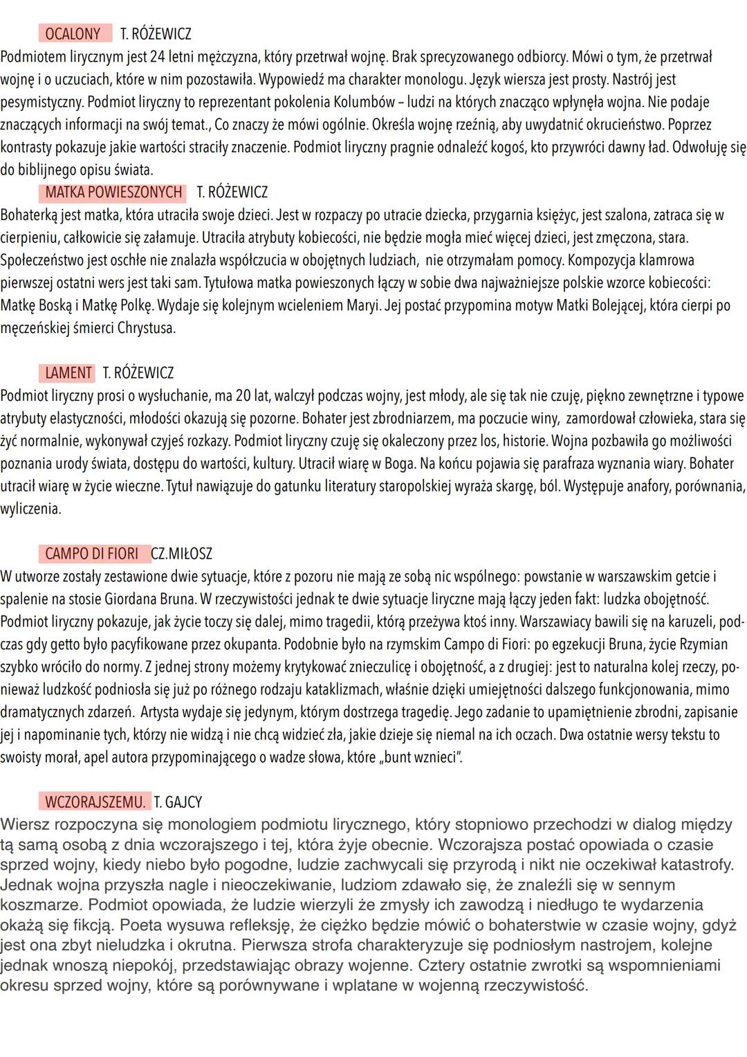 LITERATURA WOJENNA
POKOLENIE KOLUMBÓW pokolenie wojenne, należeli do nich poeci i pisarze urodzeni na początku lat 20 XX wieku, którzy w cza