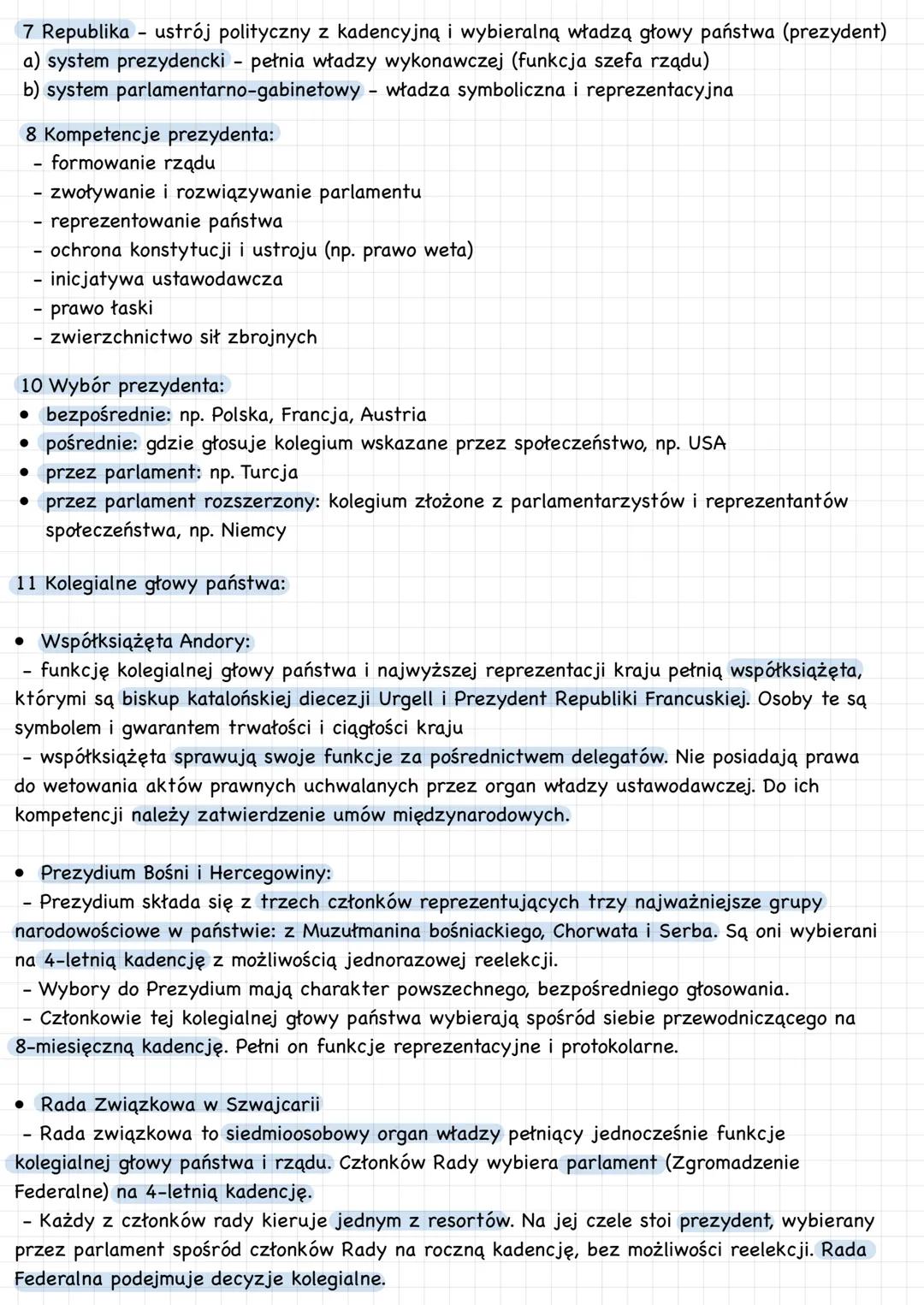 Monarchie i republiki
(1 Monarchia – ustrój polityczny lub forma rządów dziedziczna lub elekcyjna i nieograniczona
czasowo władza głowy pańs