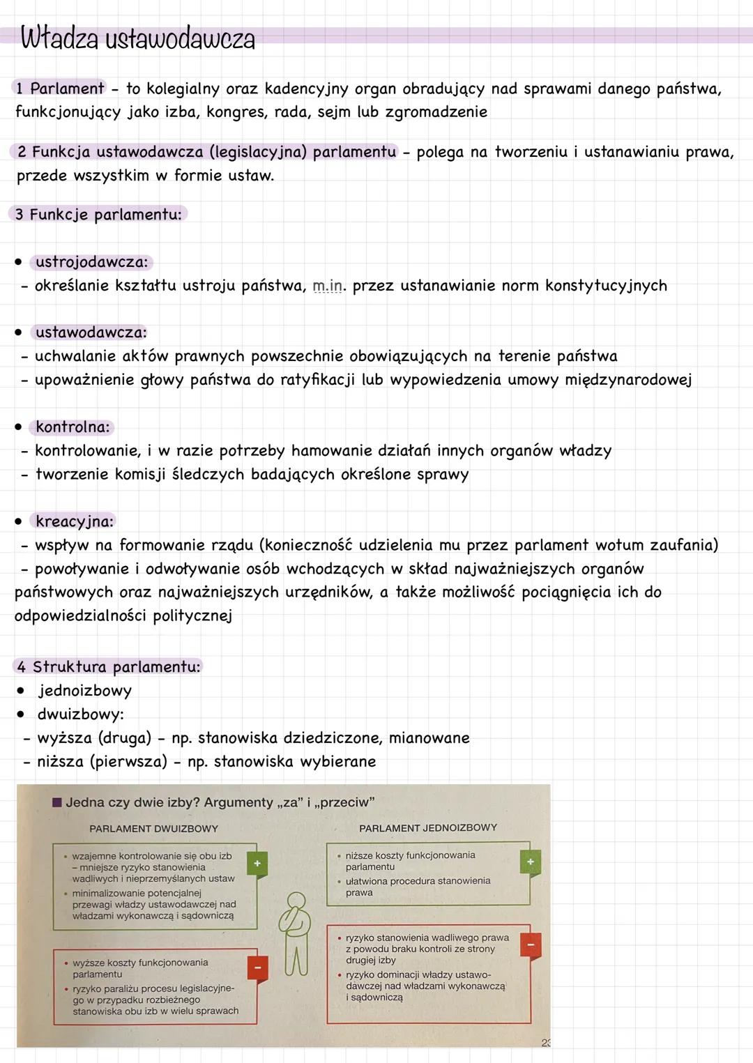 # Władza ustawodawcza
1 Parlament to kolegialny oraz kadencyjny organ obradujący nad sprawami danego państwa,
funkcjonujący jako izba, kong