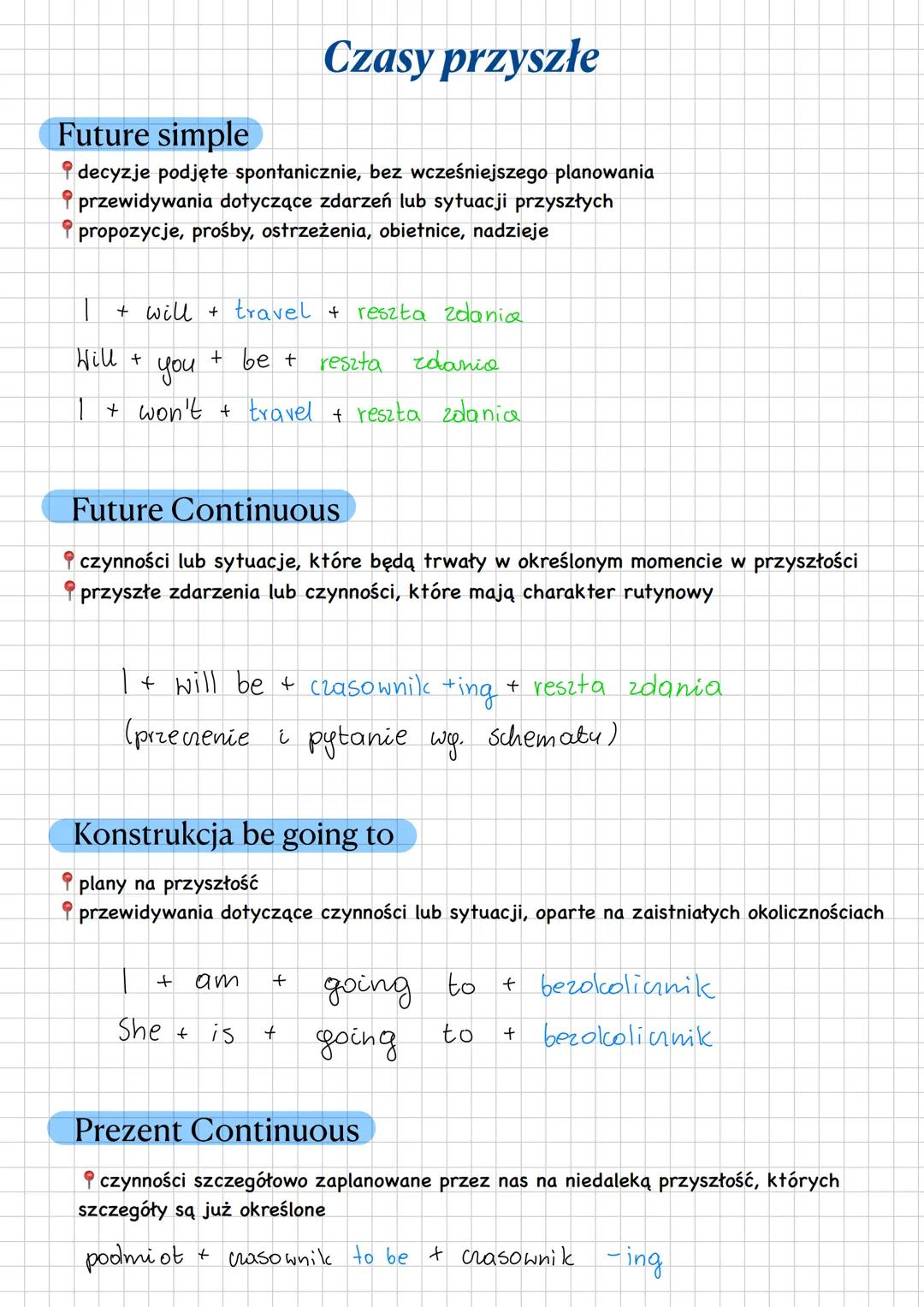 Czasy przyszłe
Future simple
decyzje podjęte spontanicznie, bez wcześniejszego planowania
przewidywania dotyczące zdarzeń lub sytuacji przys