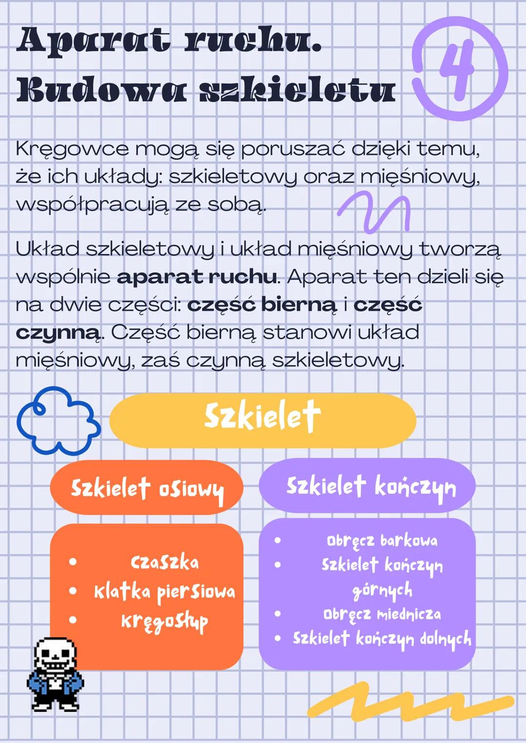 # Aparat ruchu.
Budowa szkieletu
4
Kręgowce mogą się poruszać dzięki temu,
że ich układy: szkieletowy oraz mięśniowy,
współpracują ze sobą.