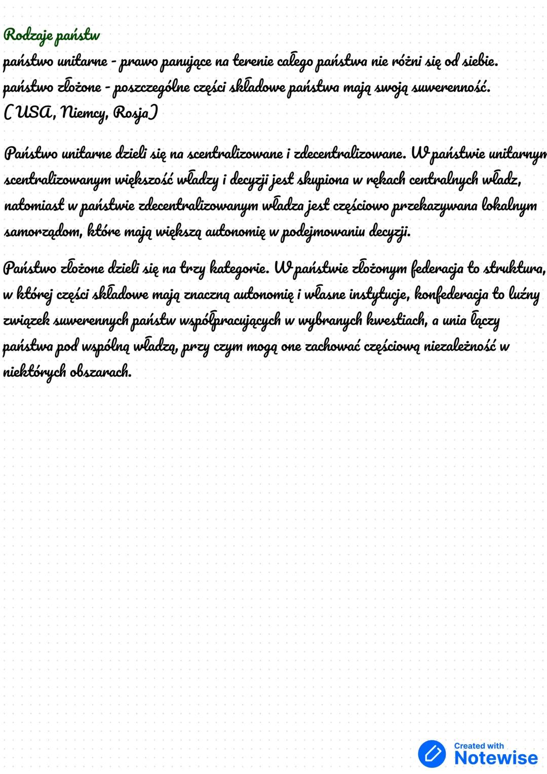 Państwo
Ustrój państwa - system w jakim państwo jest zarządzane.
Monarchia
monarchia to forma rządów, w której
władza jest sprawowana przez