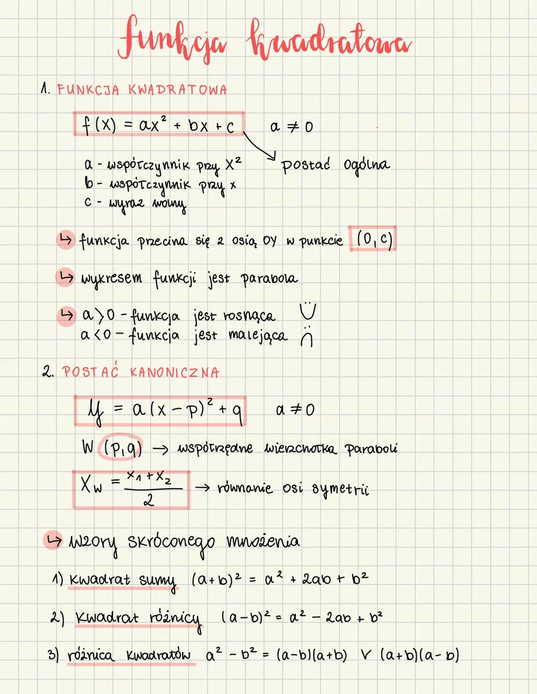 funkcja kwadratowa
1. FUNKCJA KWADRATOWA
2
f(x) = ax² + bx + c
a -
a = 0
x²
postać ogólna
- współczynnik przy
в - шоротступнік pray x
C -
wy