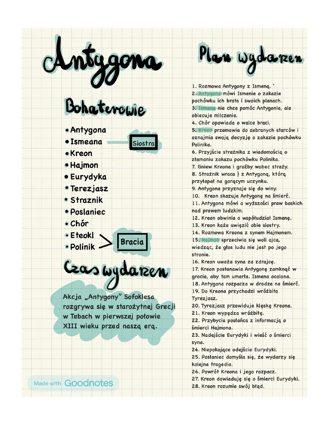 Antygona, Kochanowski; średniowiecze