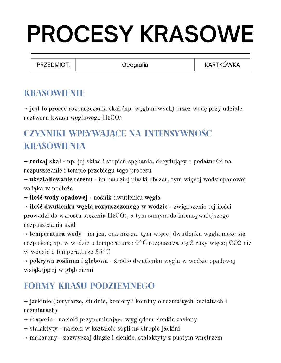 Procesy Krasowe - rozszerzenie