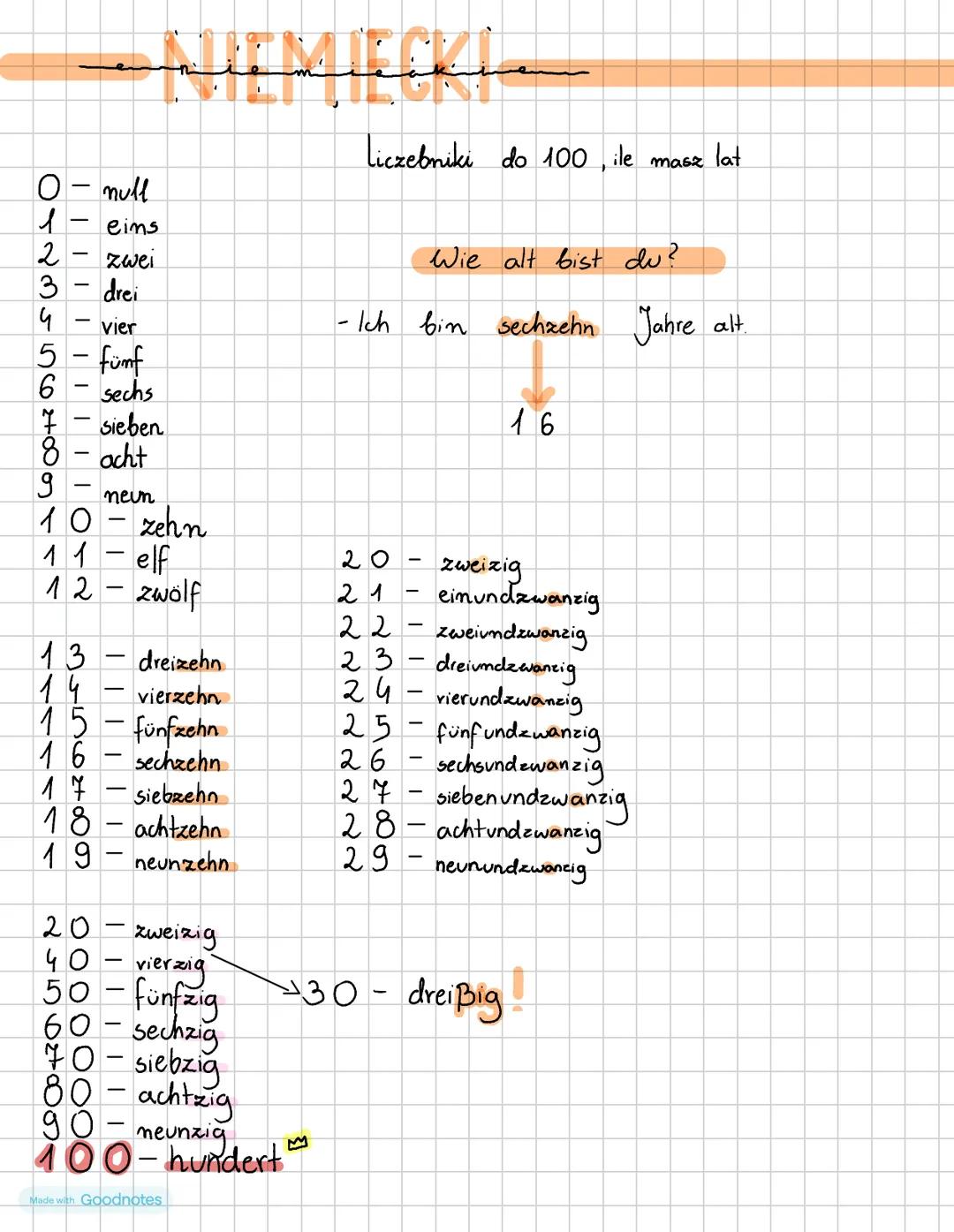 O-null
1 eims
2 Zwei
3 drei
4 Vier
5-fümf
6 sechs
7- sieben
8- acht
9 nein
10 zehn
11 elf
12 zwölf
13 dreizehn
14 vierzehn
15-fünfzehn
16 se