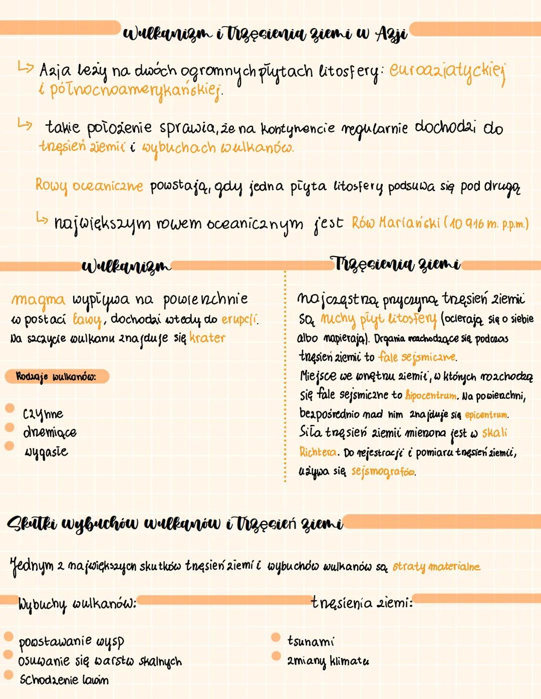 Wulkanizm i trzęsienia ziemi w Azji