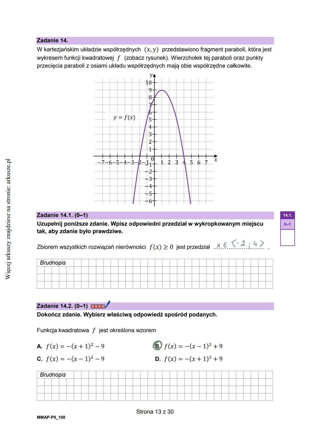 Więcej arkuszy znajdziesz na stronie: arkusze.pl
CENTRALNA
KOMISJA
EGZAMINACYJNA
KOD
WYPEŁNIA ZDAJĄCY
PESEL
001 PRZYKŁADOWY
Arkusz zawiera i