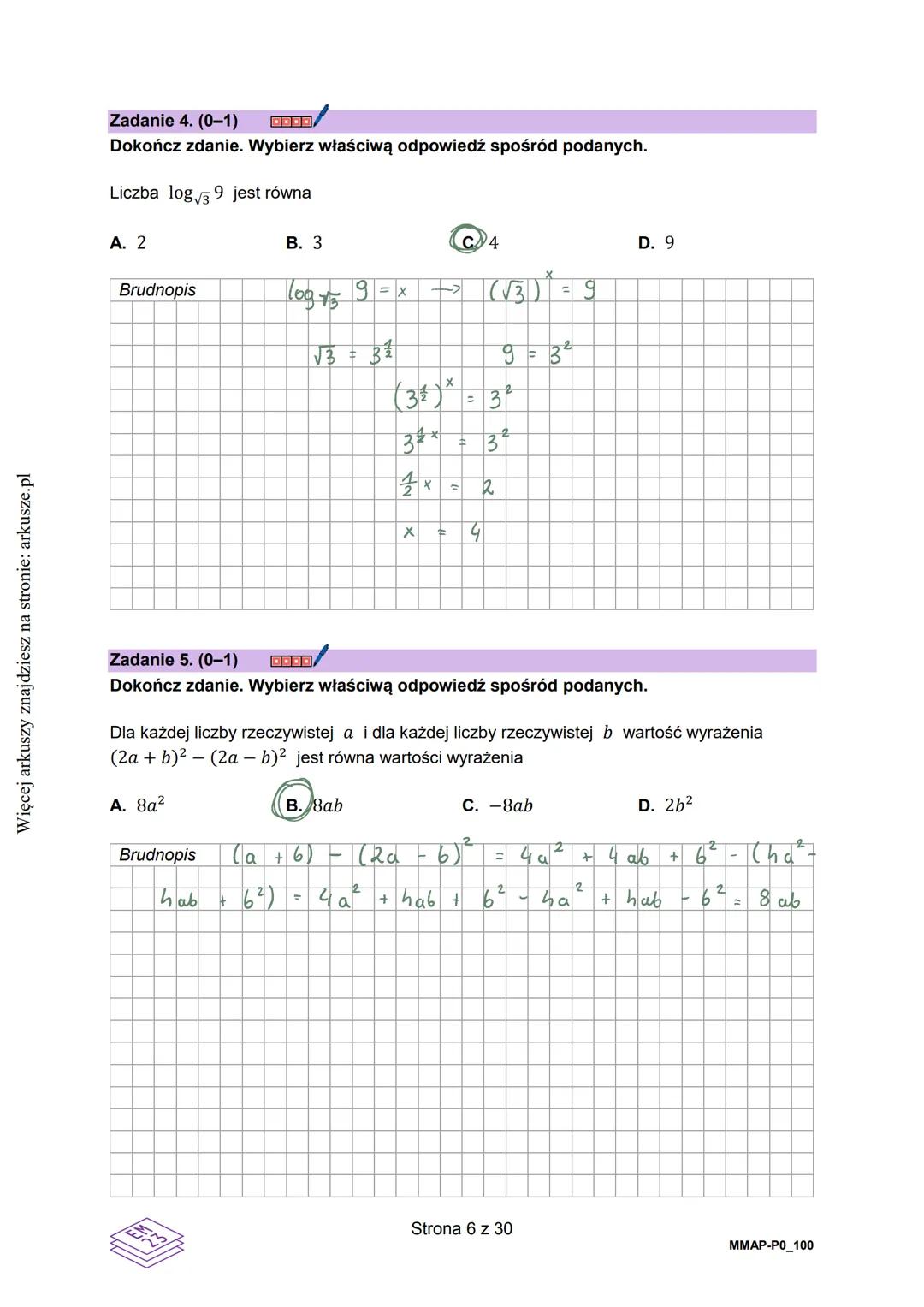 Więcej arkuszy znajdziesz na stronie: arkusze.pl
CENTRALNA
KOMISJA
EGZAMINACYJNA
KOD
WYPEŁNIA ZDAJĄCY
PESEL
001 PRZYKŁADOWY
Arkusz zawiera i