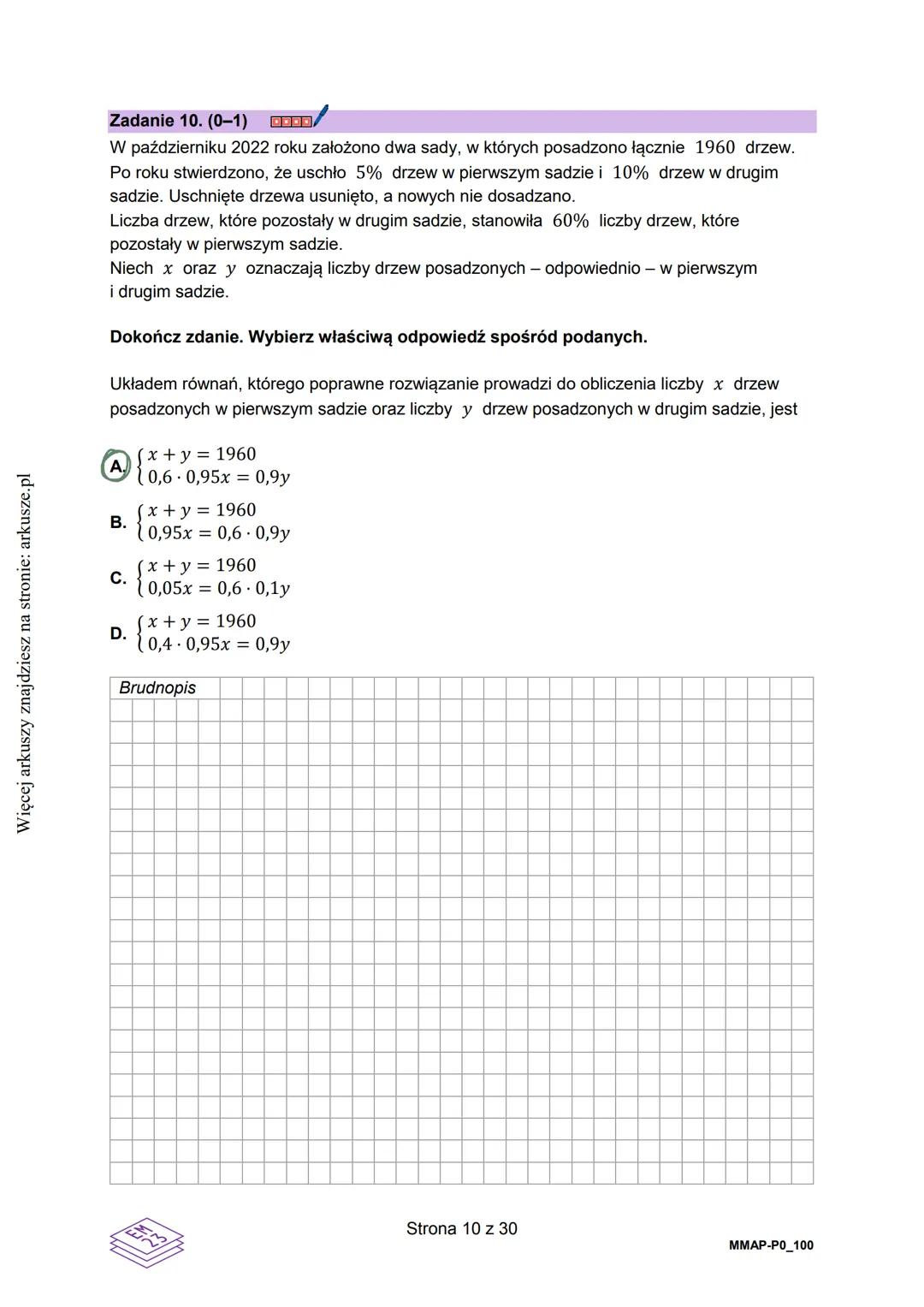 Więcej arkuszy znajdziesz na stronie: arkusze.pl
CENTRALNA
KOMISJA
EGZAMINACYJNA
KOD
WYPEŁNIA ZDAJĄCY
PESEL
001 PRZYKŁADOWY
Arkusz zawiera i