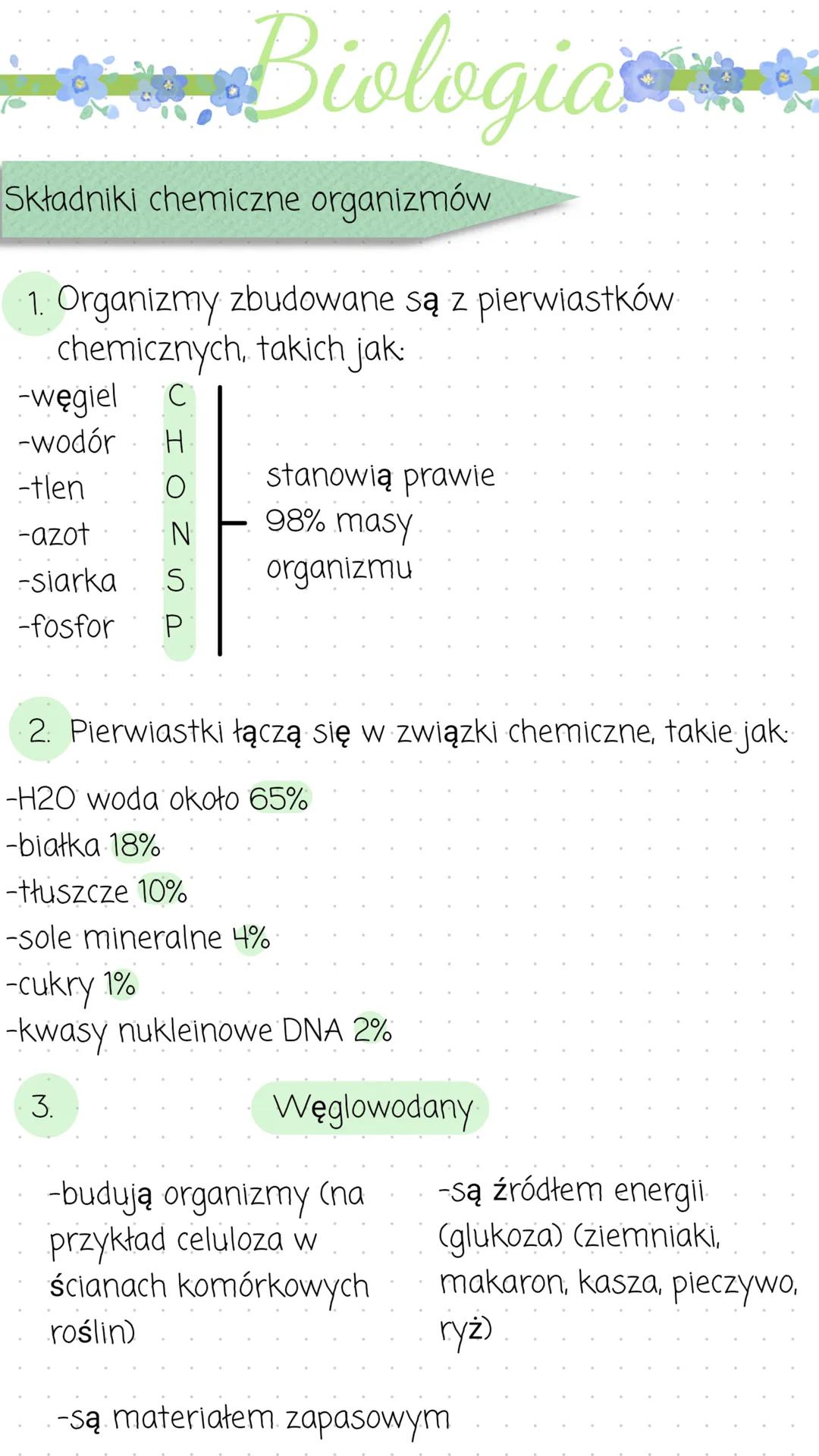 Składniki chemiczne organizmów