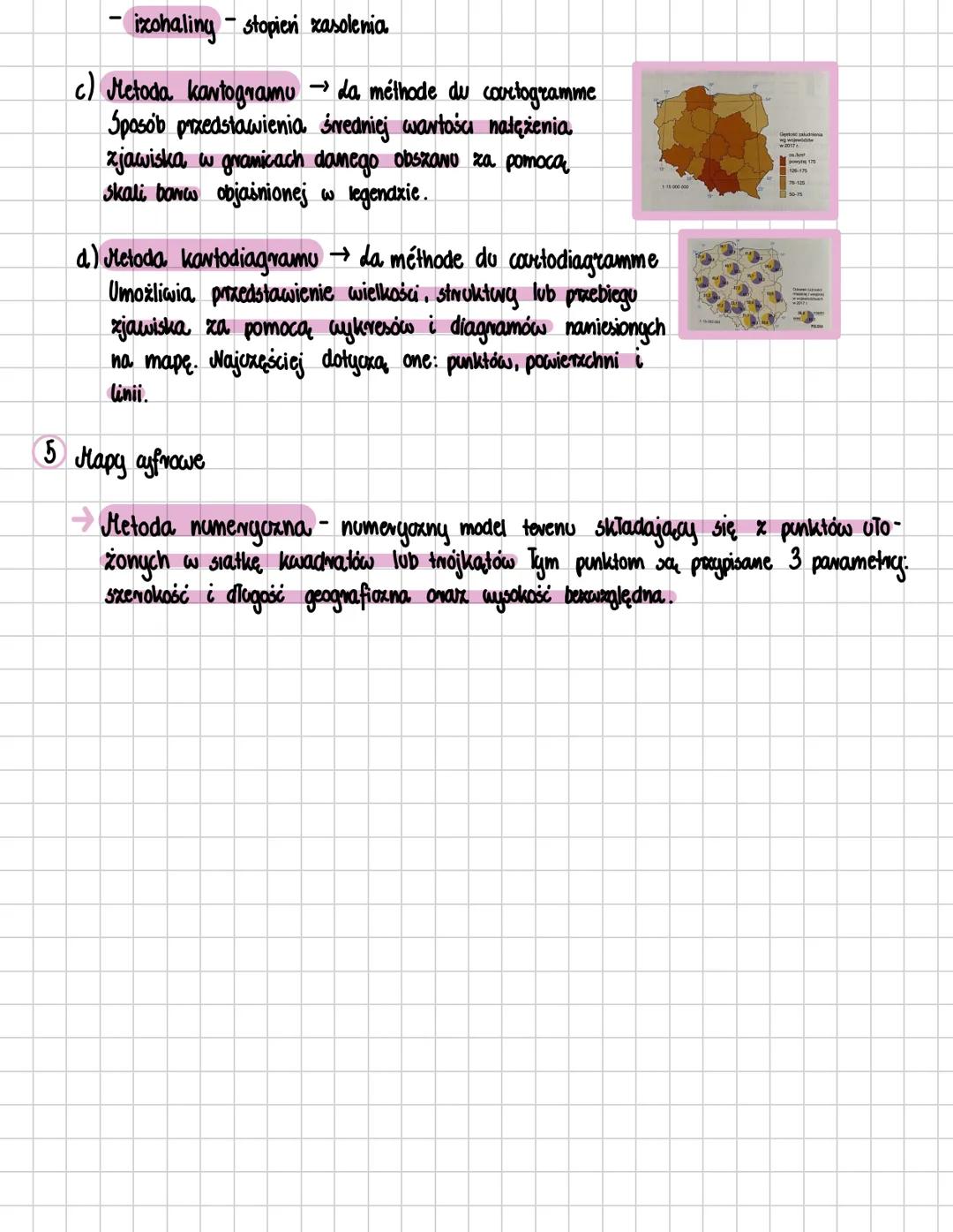 Metody prezentowania informacji na mapach
1 Dobór metod prezentowania informayi na mapach
Wybór metody prezentacji zależy od temato mapy, je