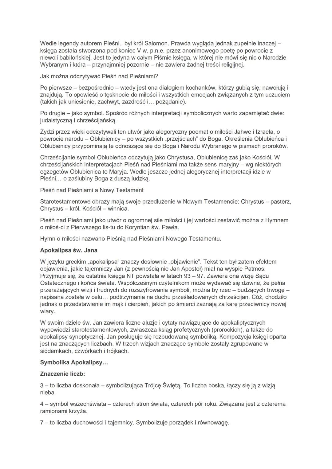 Maturalna wiedza o Biblii
Poziom podstawowy
Lektury obowiązkowe:
Księga Rodzaju - fragment o stworzeniu świata i powstaniu pierwszych ludzi