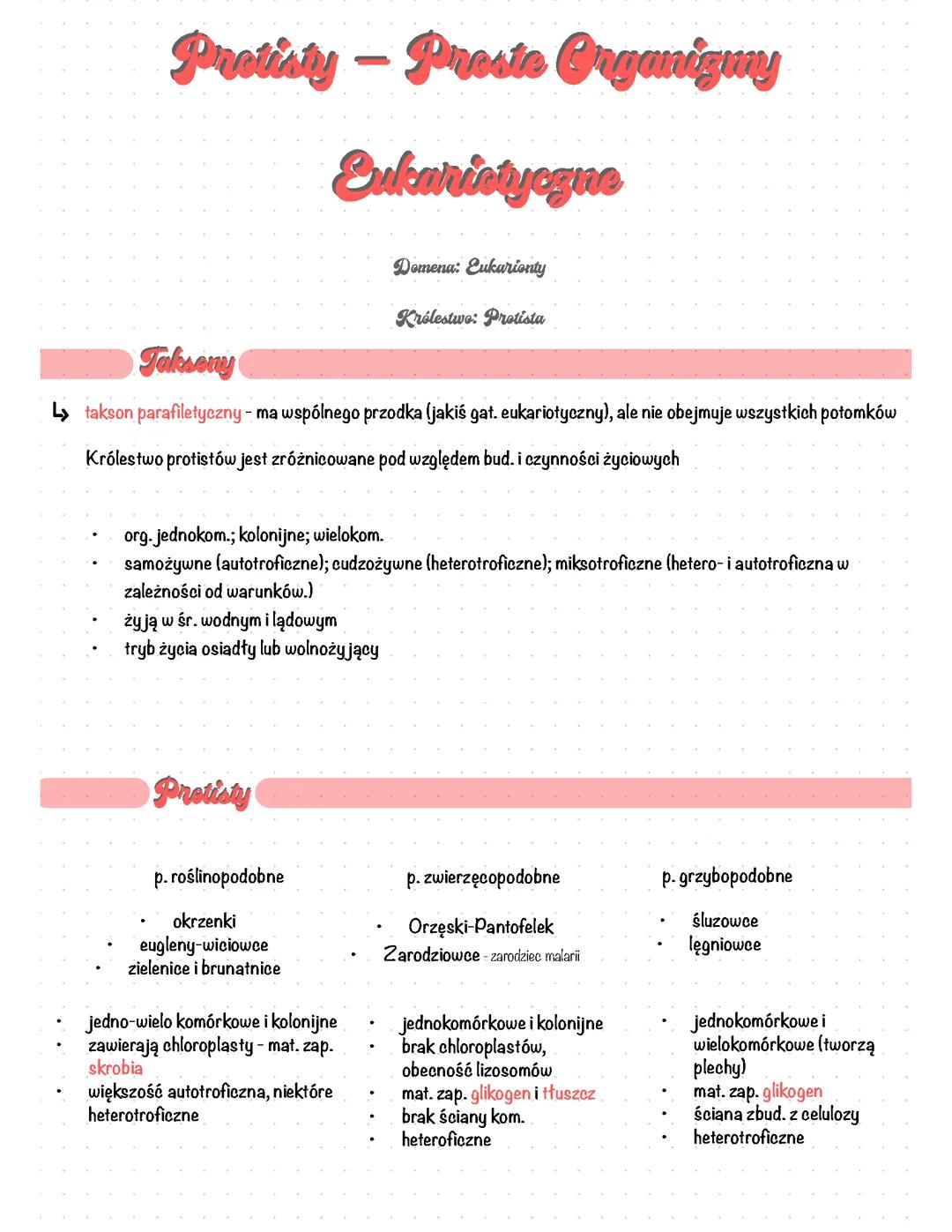 Protisty - Proste organizmy eukariotyczne