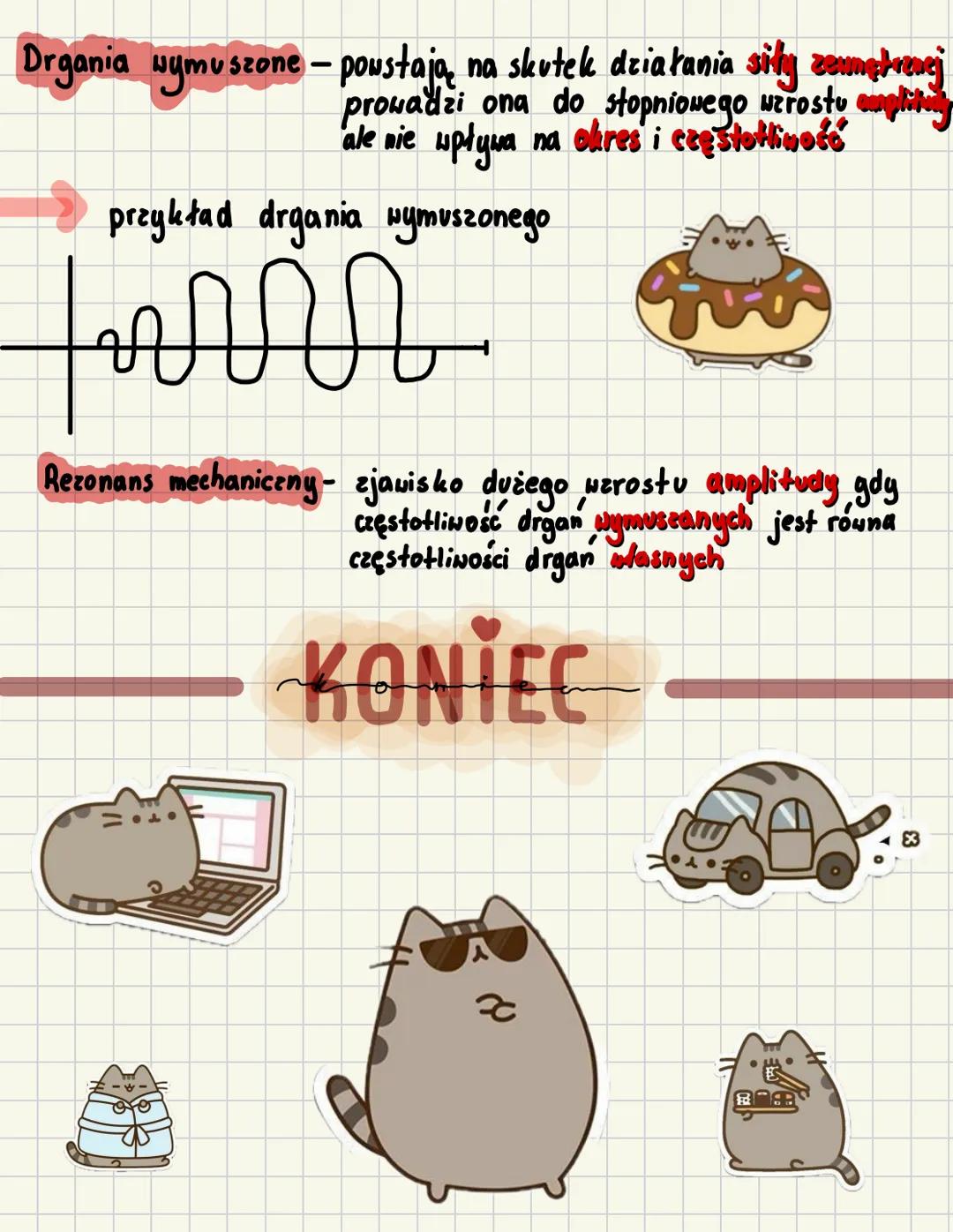 Drgania mechaniczne
Drgania
Ruch harmoniczny ruch drgający, w którym położenie i prędkość zmieniają
się w tym samym czasie
Ruch drgający - r