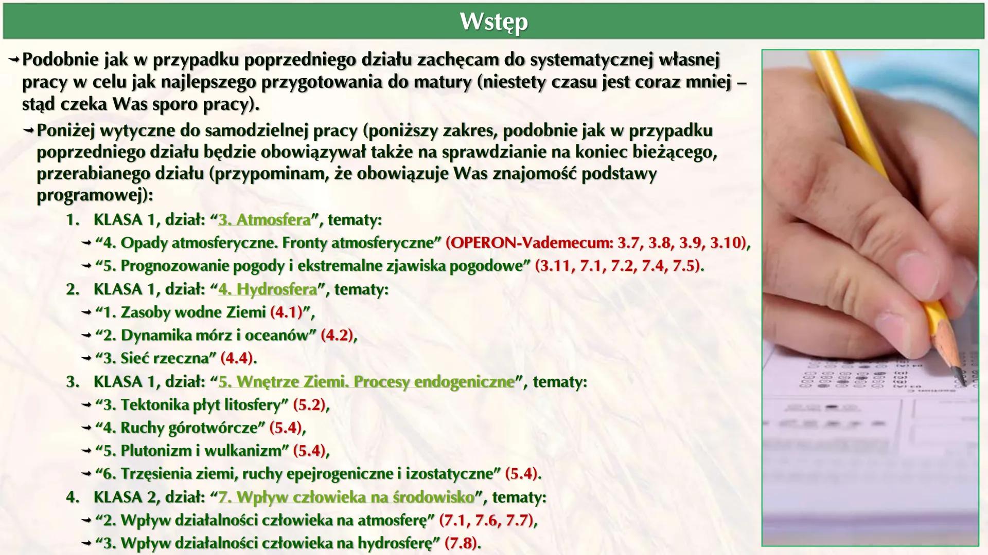 ## II. Problemy środowiskowe współczesnego świata
## 1. Geozagrożenia # Wstęp
→Podobnie jak w przypadku poprzedniego działu zachęcam do sy