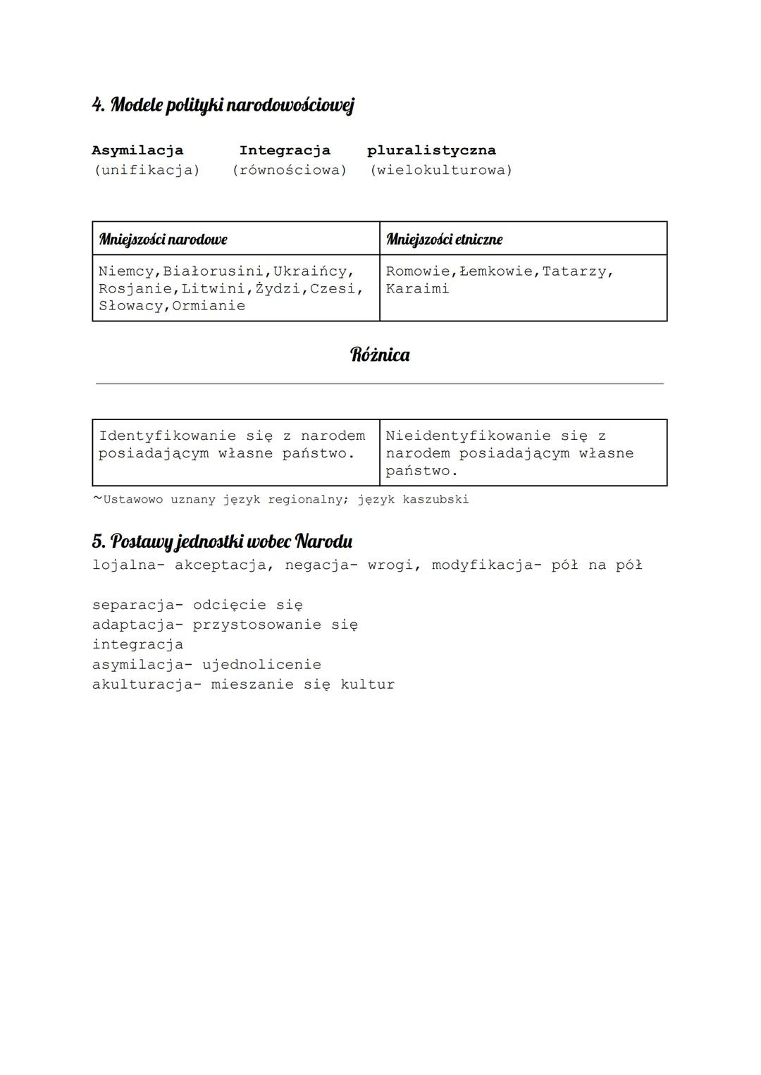# Wiedza o społeczeństwie
Naród i mniejszości etniczne
1. Co to Naród?
- Ukształtowana historycznie trwała wspólnota, której
członkowie po