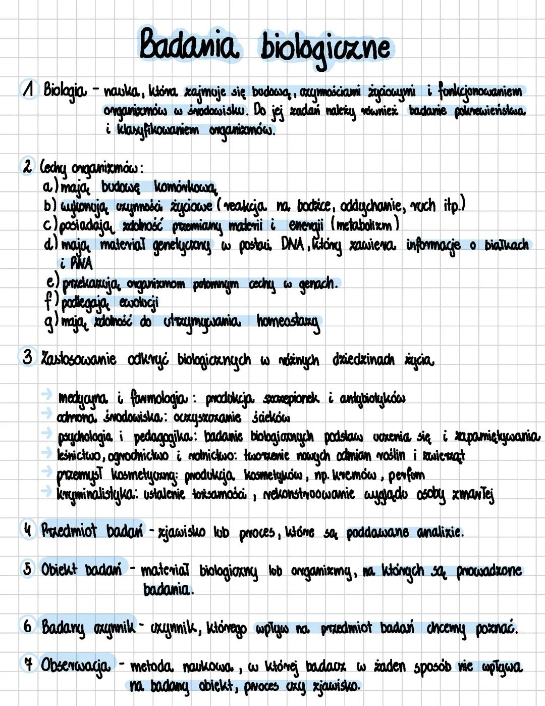 Badania bilogiczne - biologia dział 1, klasa 1, zakres podstawowy