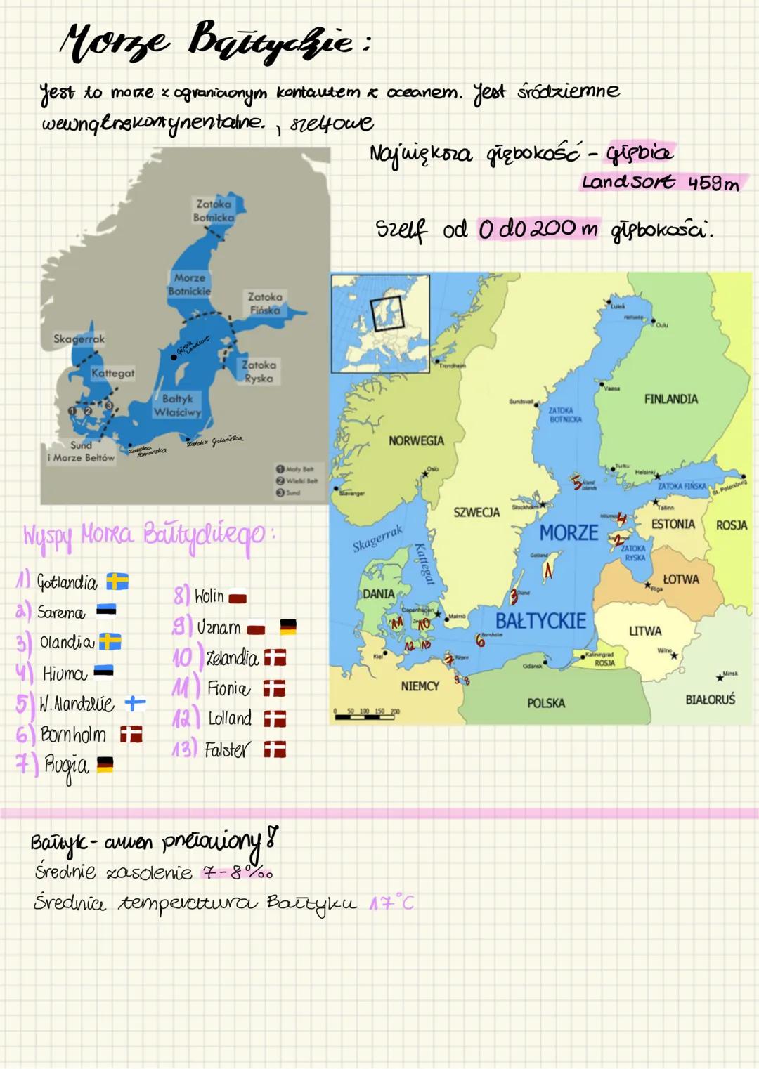 # Morze Bałtyckie:
Jest to morze z ogranicaonym kontautem z oceanem. Jest śródziemne
wewngerekomynentalne., sreltowe
Zatoka
Botnicka
Najw