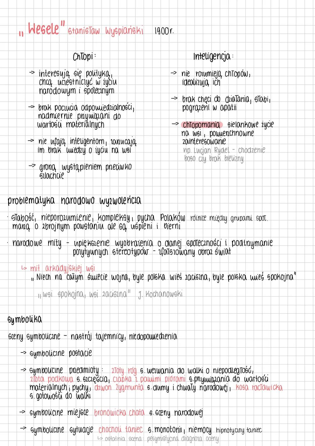 # Stanisław Wyspiański
# Wesele
kanon lektur
Siedmioróg # "Wesele" Stanisław Wyspiański 1900r.
ChTopi:
> interesują się polityka,
cncą