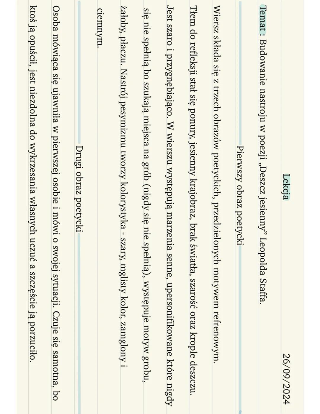 „Deszcz jesienny” Leopold Staff