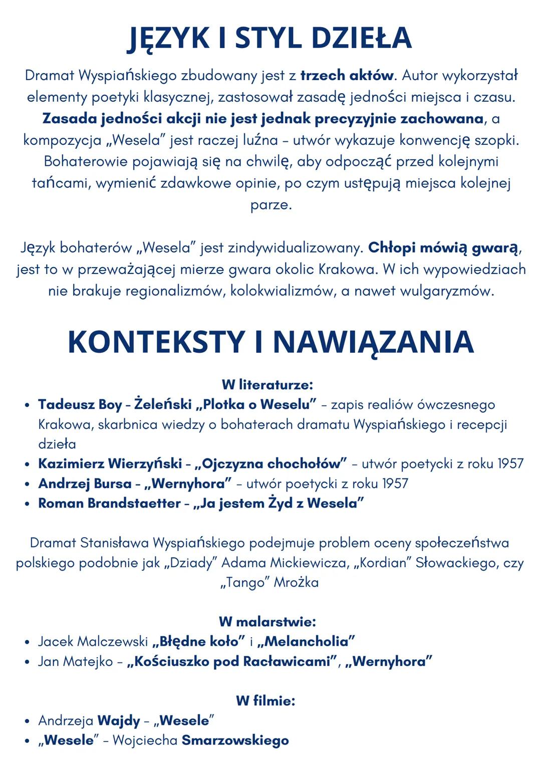 WESELE
STANISŁAW
WYSPIAŃSKI CZAS I MIEJSCE AKCJI
,,Wesele" to młodopolski dramat autorstwa Stanisława Wyspiańskiego, który
powstał dzięki in