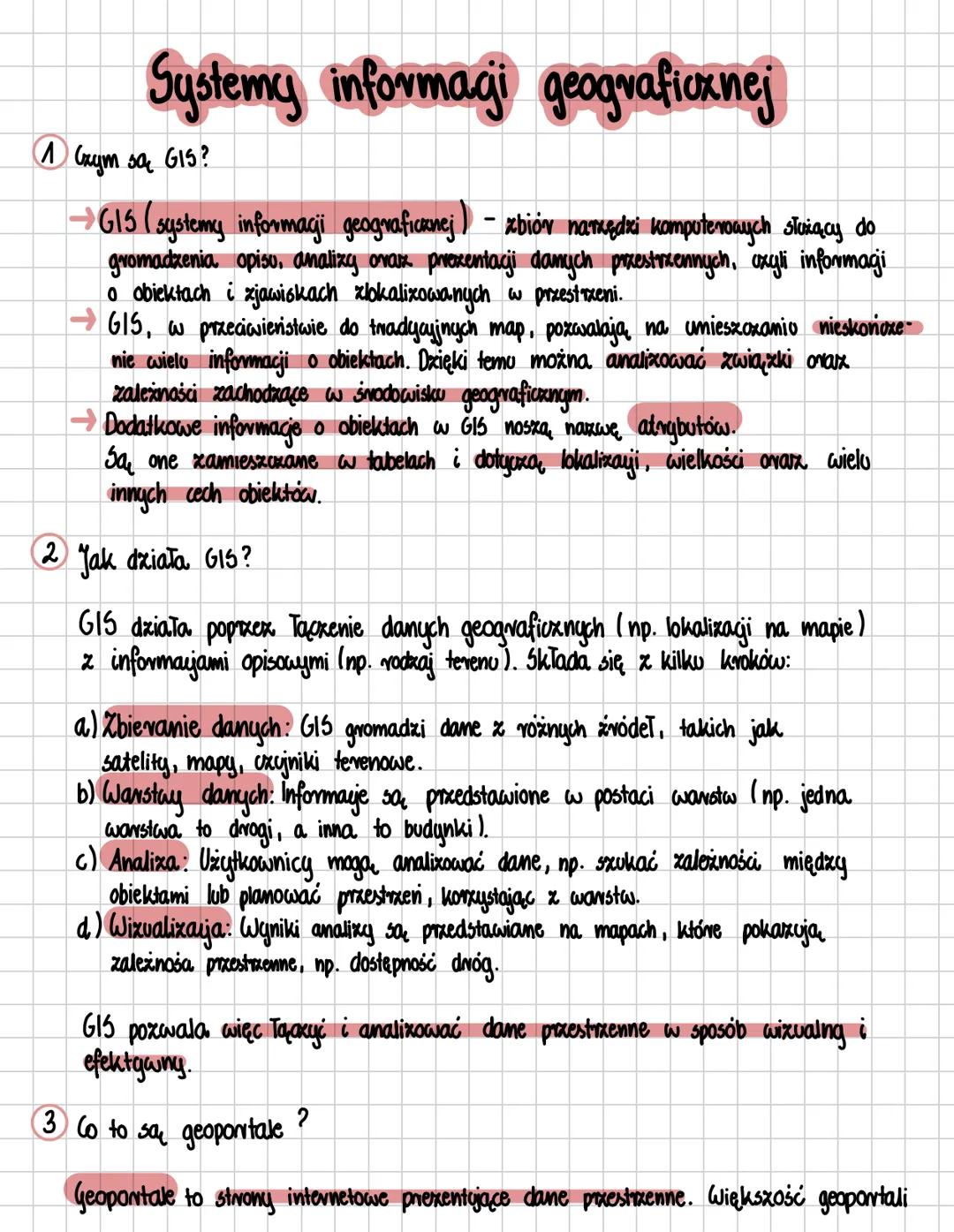# Systemy informagi geograficznej
1 Czym są GIS?
→GIS (system (systemy informacji geograficznej) - zbiór narzędzi komputerowych służący do