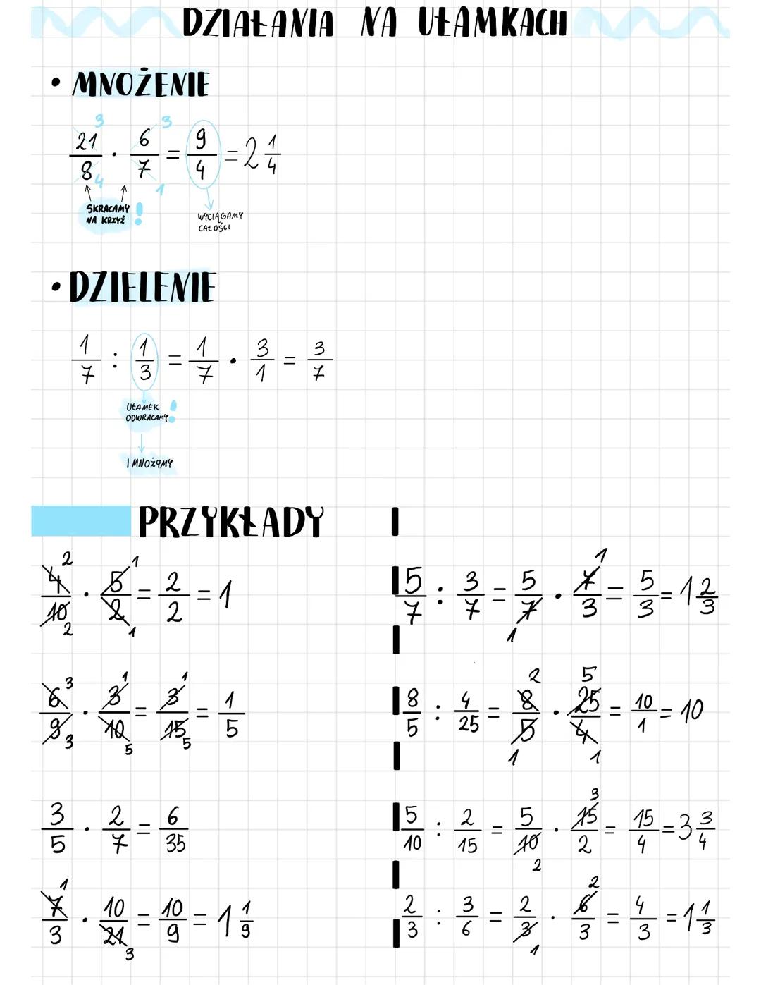 Mnożenie i dzielenie ułamków zwykłych
