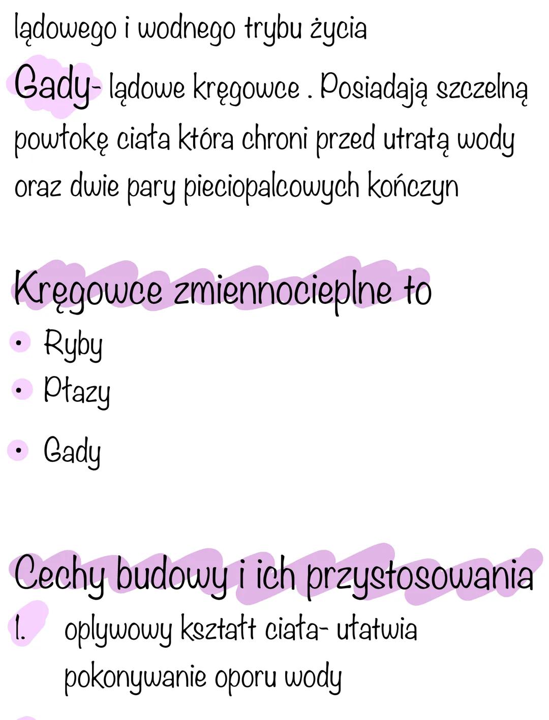 Kręgowce
zmiennocieplne
Zmiennocieplnosc - polega na
zależności temperatury ciata od temperatury
otoczenia oraz aktywności fizycznej
Ryby -