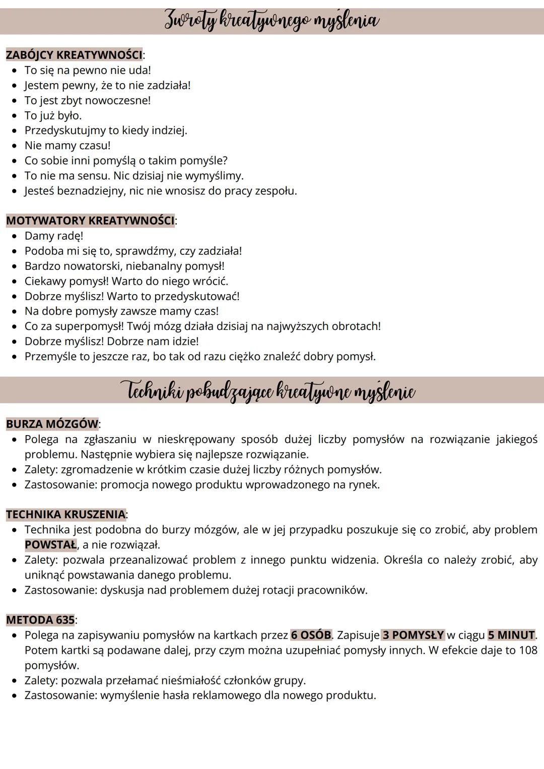 # Podejmowanie decyzji, praca zespołowa i
kreatywne myslenie
ZARZĄDZANIE CZASEM to systematyczne wykonywanie zaplanowanych wcześniej zadań,