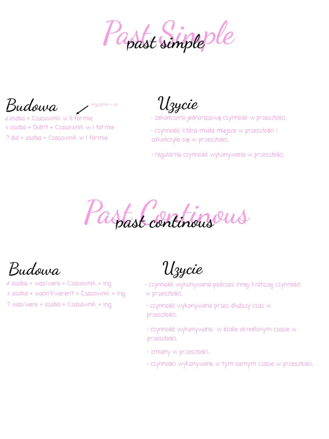 Budowa
Papast simpleple
regularne ed
Vosoba + Czasownik w Il formie
x osoba + Didn't + Czasownik w I formie
? did + osoba + Czasownik w I fo