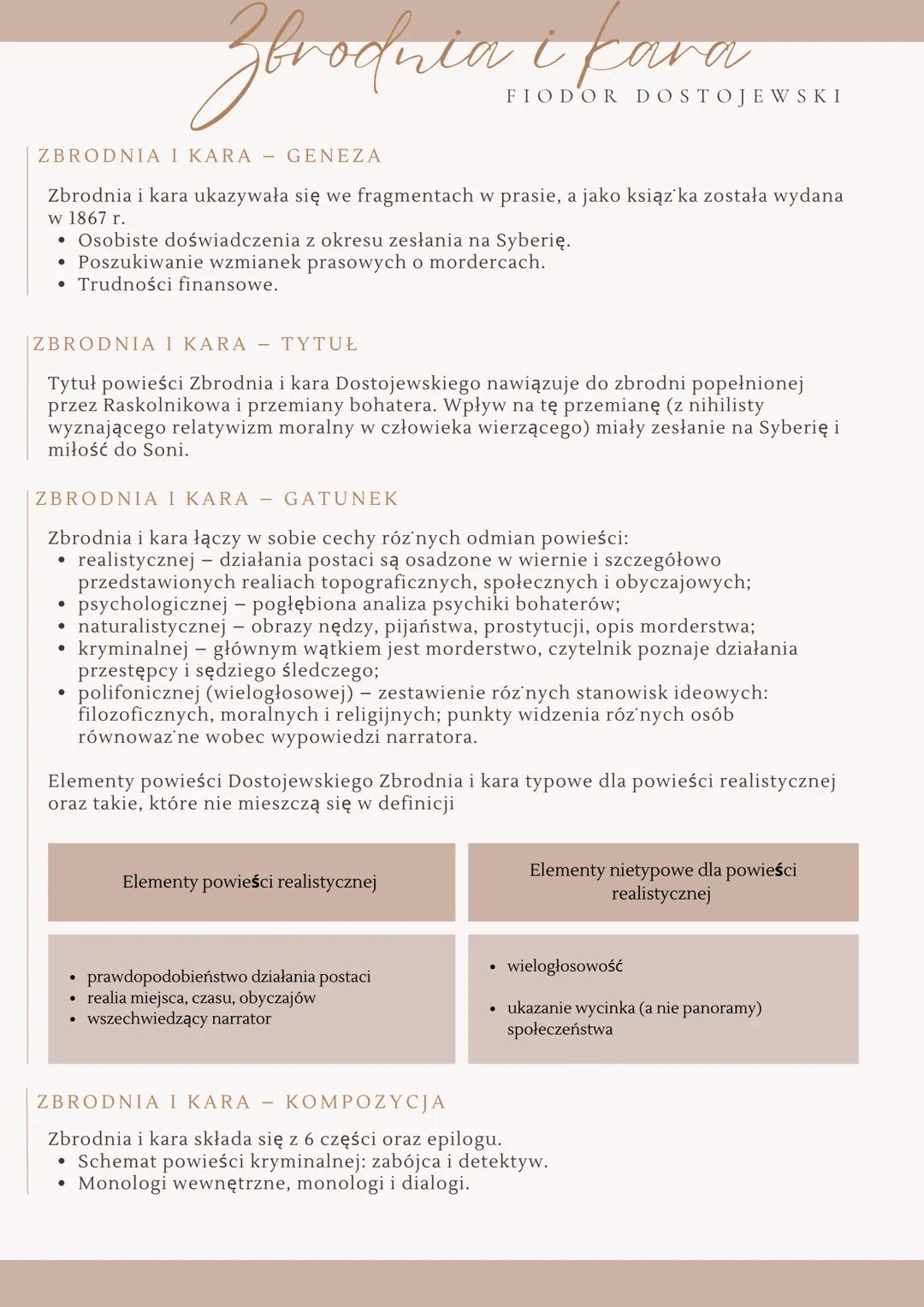 Zbrodnia i Lara
ZBRODNIA I KARA - GENEZA
FIODOR DOSTOJEWSKI
Zbrodnia i kara ukazywała się we fragmentach w prasie, a jako książka została wy