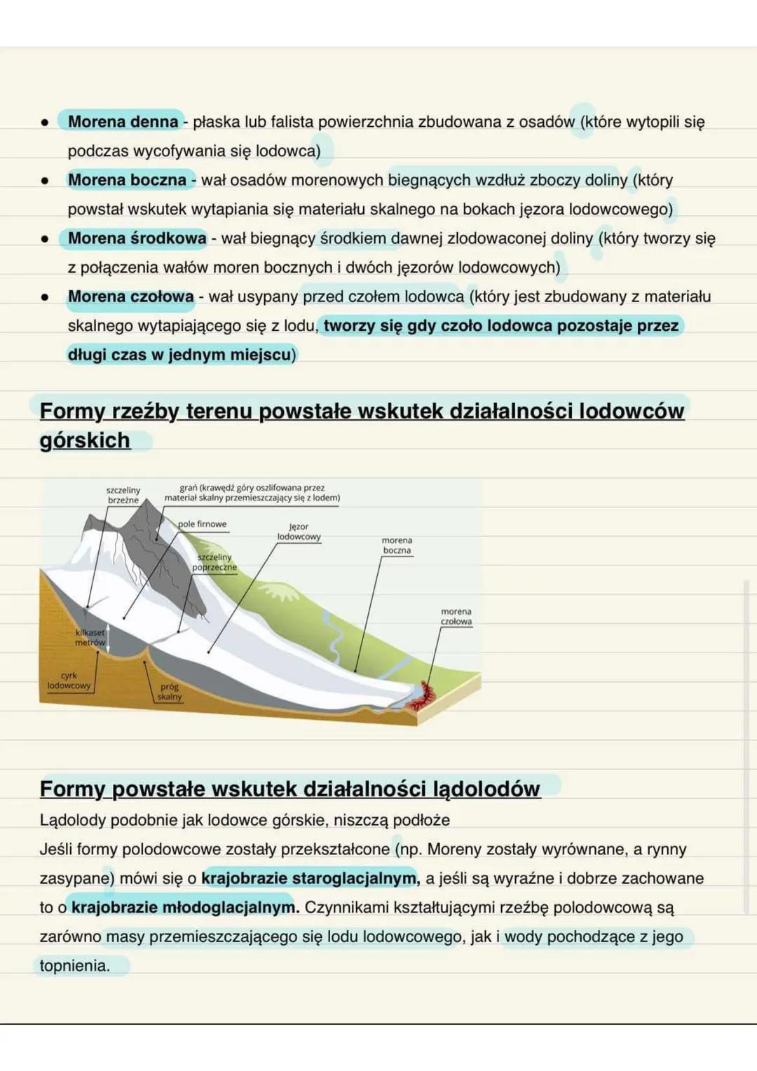 # Rzeźbotwórcza działalność lodowców
górskich i lądolodów
Niszcząca działalność lodowców górskich
Przesuwające się masy lodu niszczą powie
