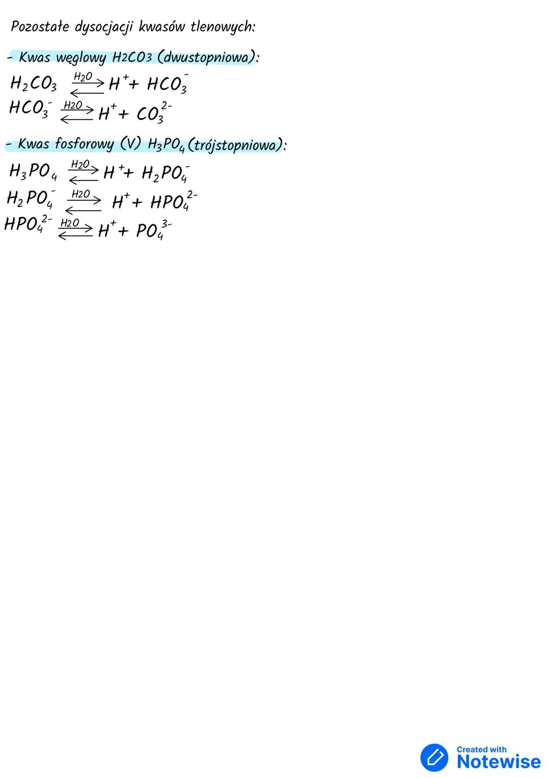 Proces dysocjacji elektronicznej kwasów
1. Na czym polega dysocjacji elektroniczna kwasów?
Polega ona na rozpadzie cząsteczek kwasów na kati