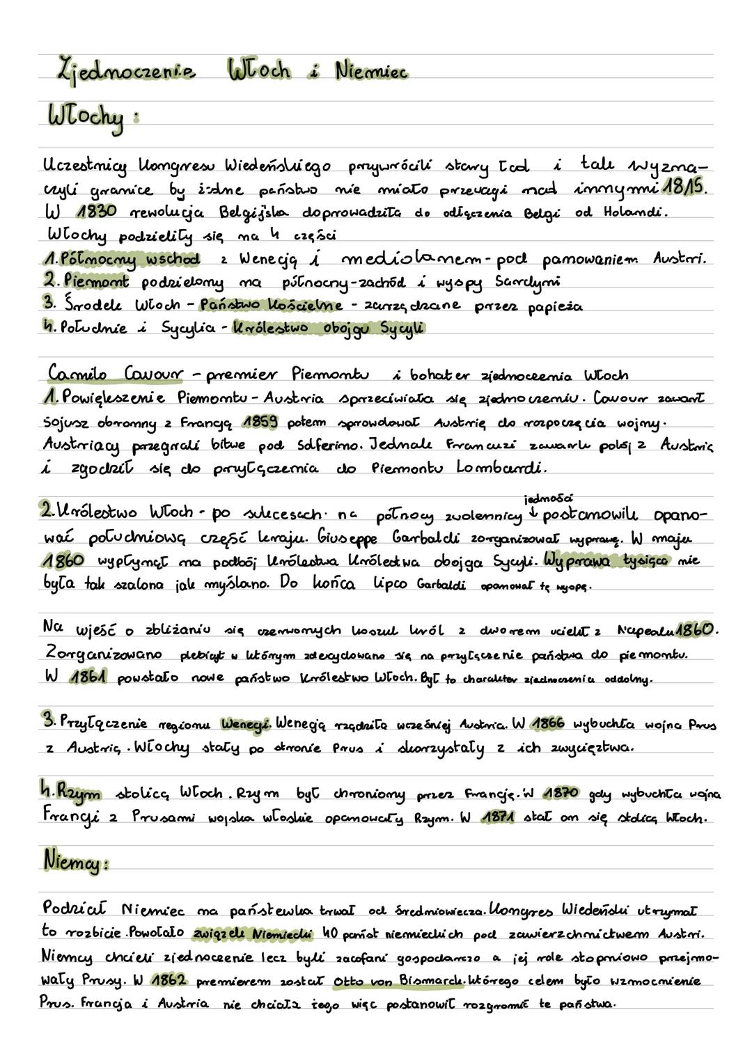 # Zjednoczenia Włoch i Niemiec
# Włochy:
Uczestnicy Wongresu Wiedeńskiego przywrócili stary Icd i tale wyzma-
czyli granice by żadne państ