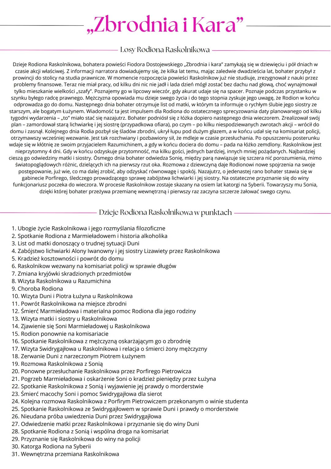 „Zbrodnia i Kara"
Losy Rodiona Raskolnikowa
Dzieje Rodiona Raskolnikowa, bohatera powieści Fiodora Dostojewskiego „Zbrodnia i kara" zamykają