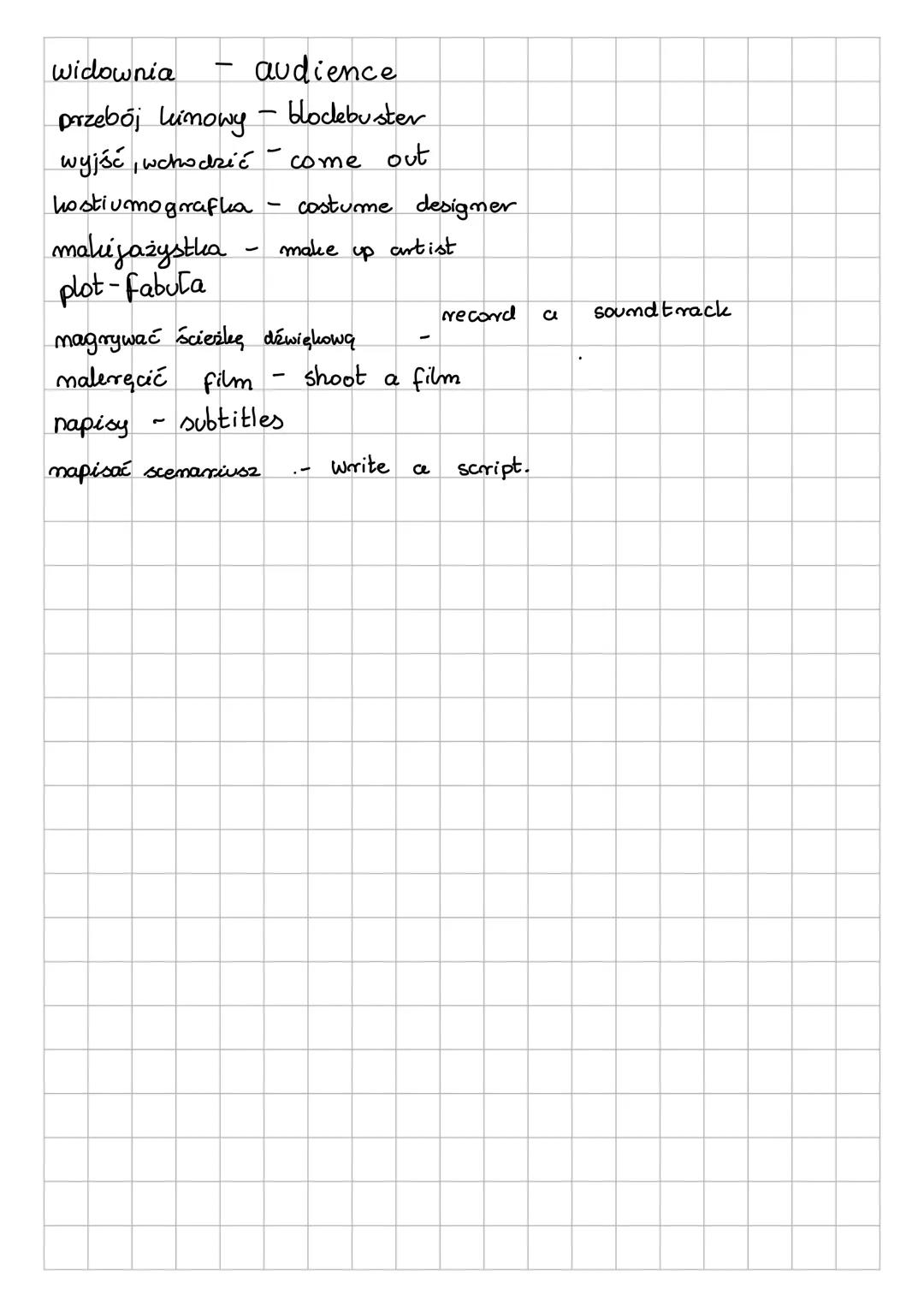 # Angielski
stownictwo
Obsada- cast
reżyser - director
aletor 1 planowy - lead actor
alitoria 1 planowa - lead actress
głowny bohater - ma