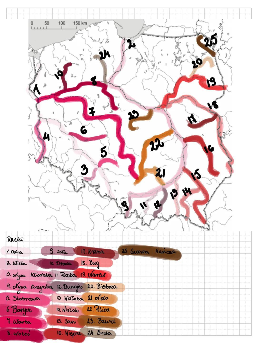 # mapa fizyczna Polski
Parki narodowe
1. Karkonoski 9. Bieszczadzki 17. Narwiański
2. Ujście Warty 10. Świętokrzyski 18. Wigierski
3. Gó