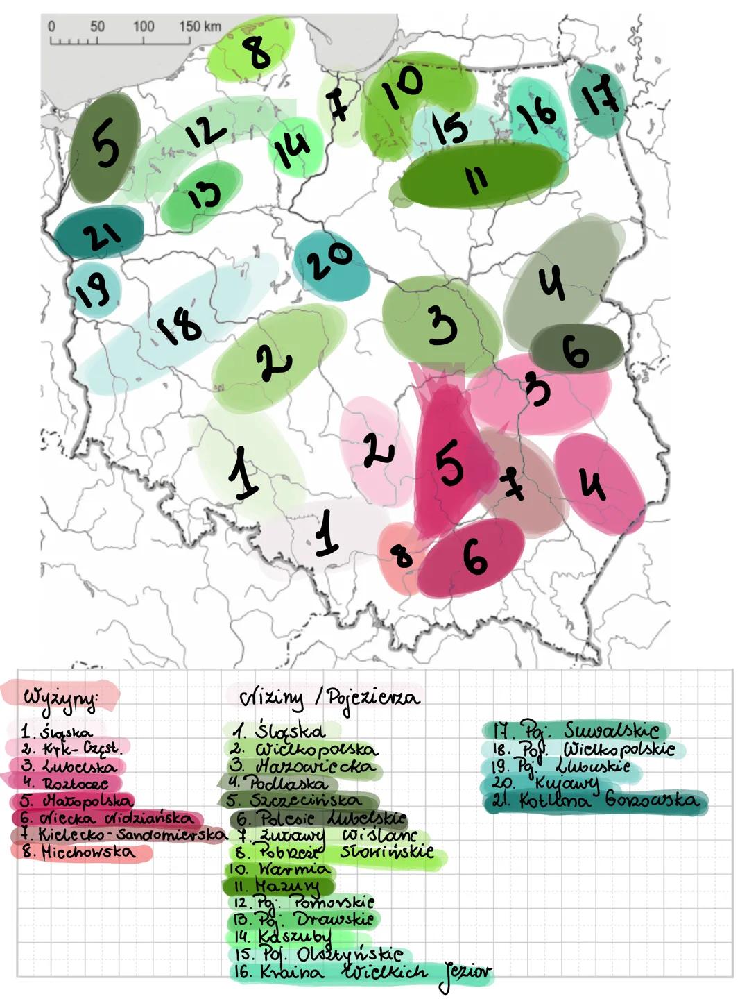 # mapa fizyczna Polski
Parki narodowe
1. Karkonoski 9. Bieszczadzki 17. Narwiański
2. Ujście Warty 10. Świętokrzyski 18. Wigierski
3. Gó