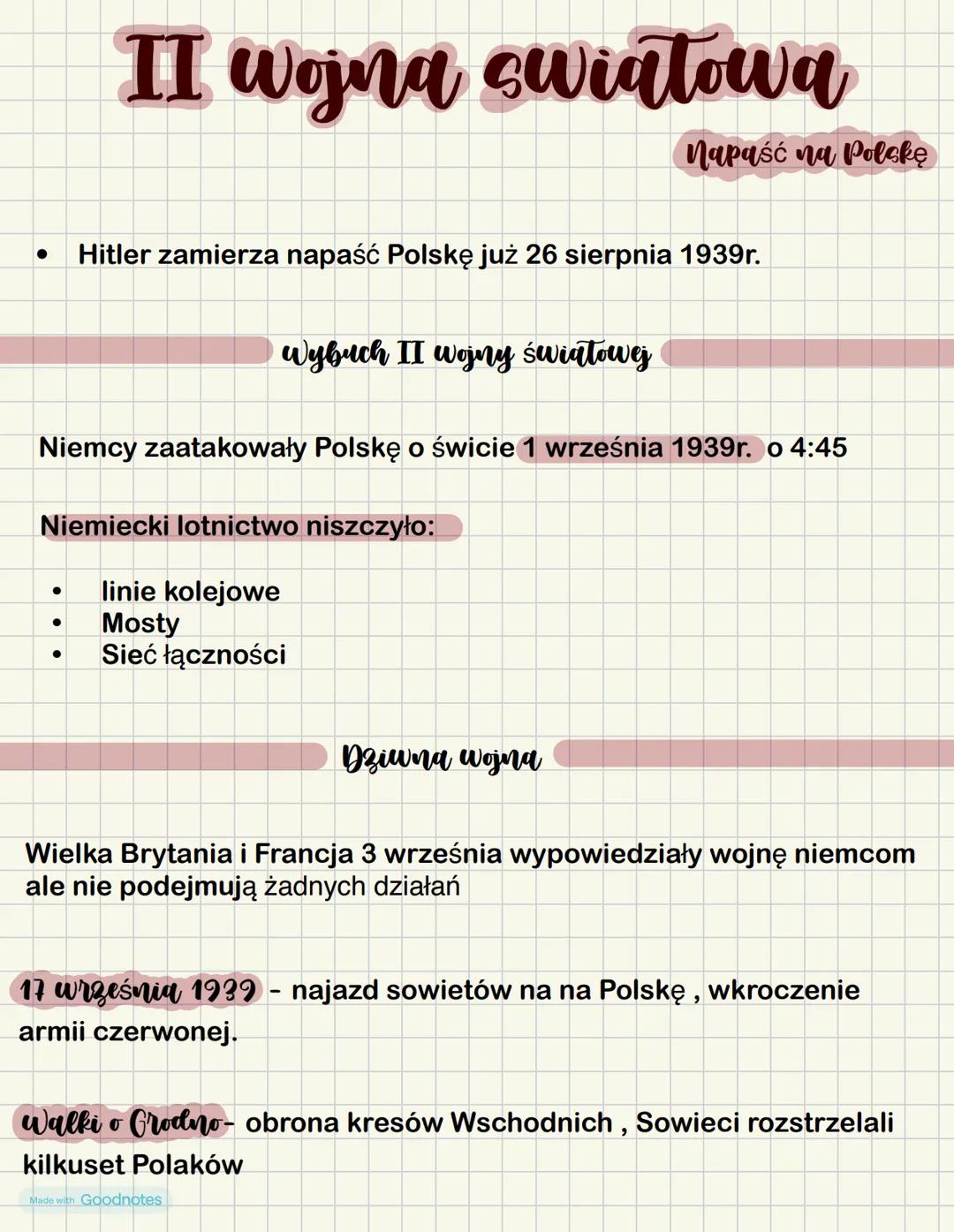 •
II wojna swiatowa
Napaść na Polskę
Hitler zamierza napaść Polskę już 26 sierpnia 1939r.
Wybuch II wojny światowej
Niemcy zaatakowały Polsk