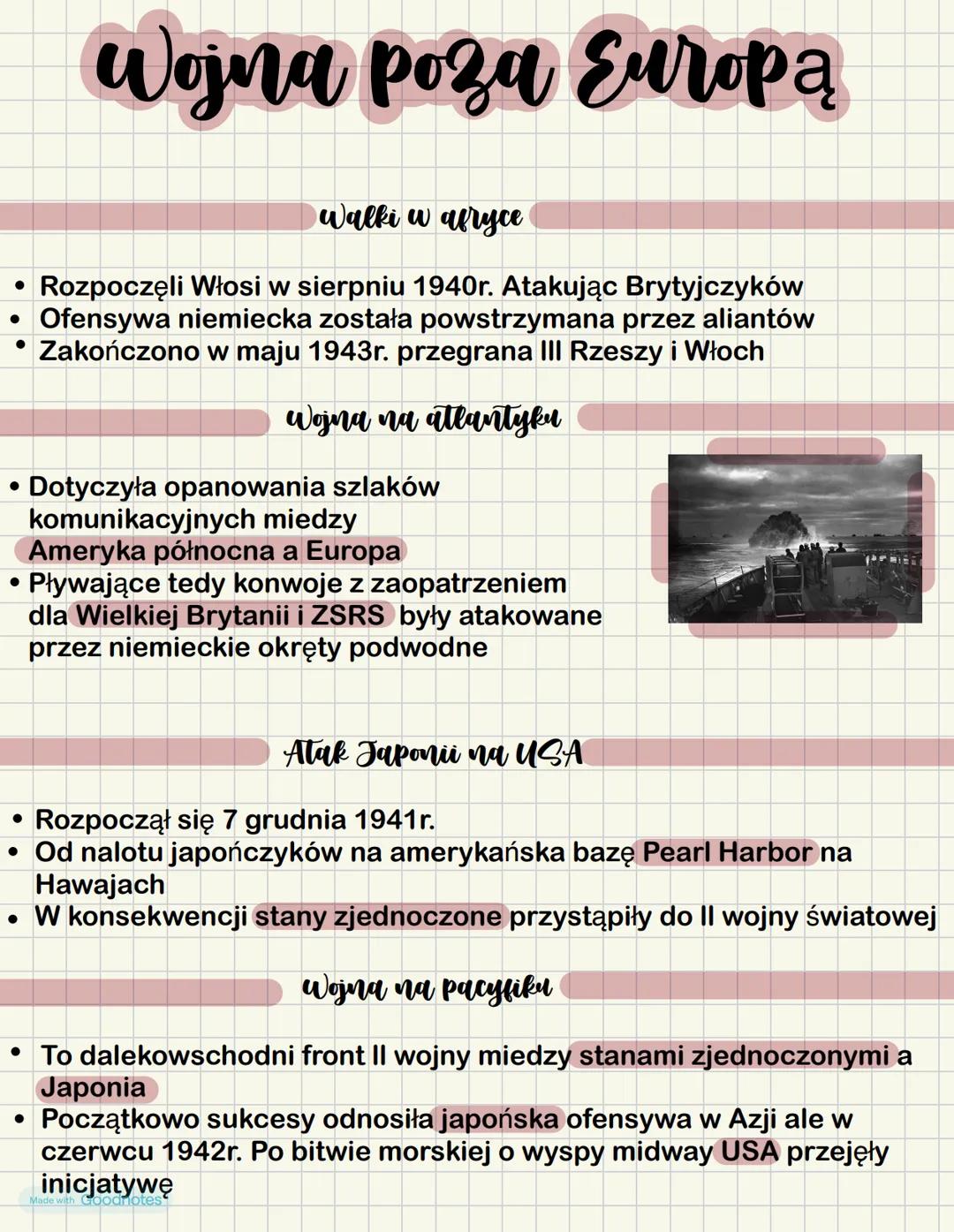 Wojna poza Europą
•
Walki w afryce
Rozpoczęli Włosi w sierpniu 1940r. Atakując Brytyjczyków
Ofensywa niemiecka została powstrzymana przez al