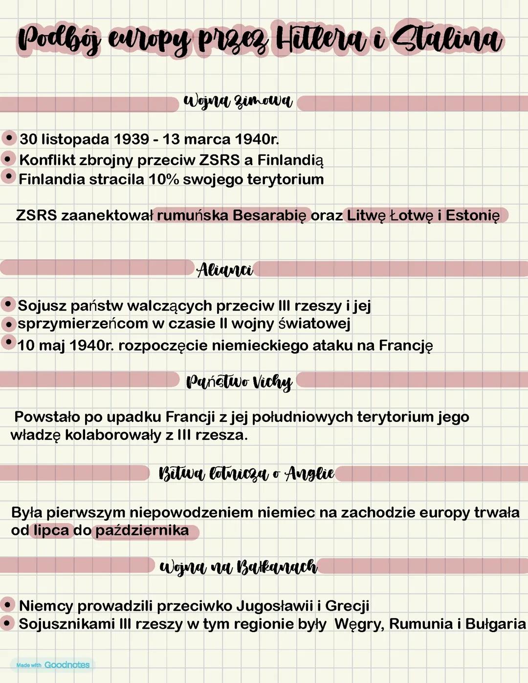2 wojna swiatowa podboj europy przez hitlera i stalina