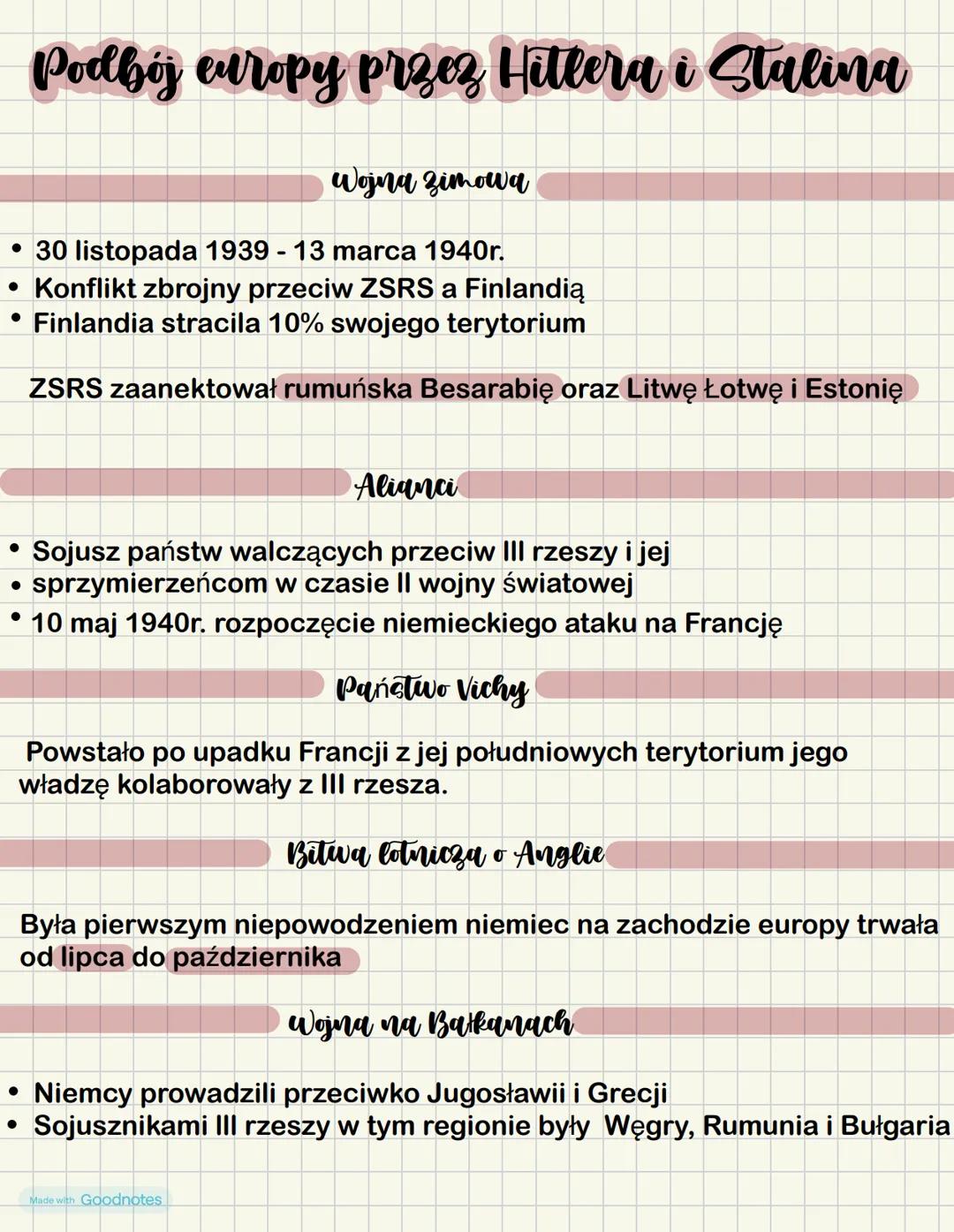 Podbój europy przez Hitlera i Stalina
Wojna zimowa
• 30 listopada 1939 - 13 marca 1940r.
• Konflikt zbrojny przeciw ZSRS a Finlandią
Finland
