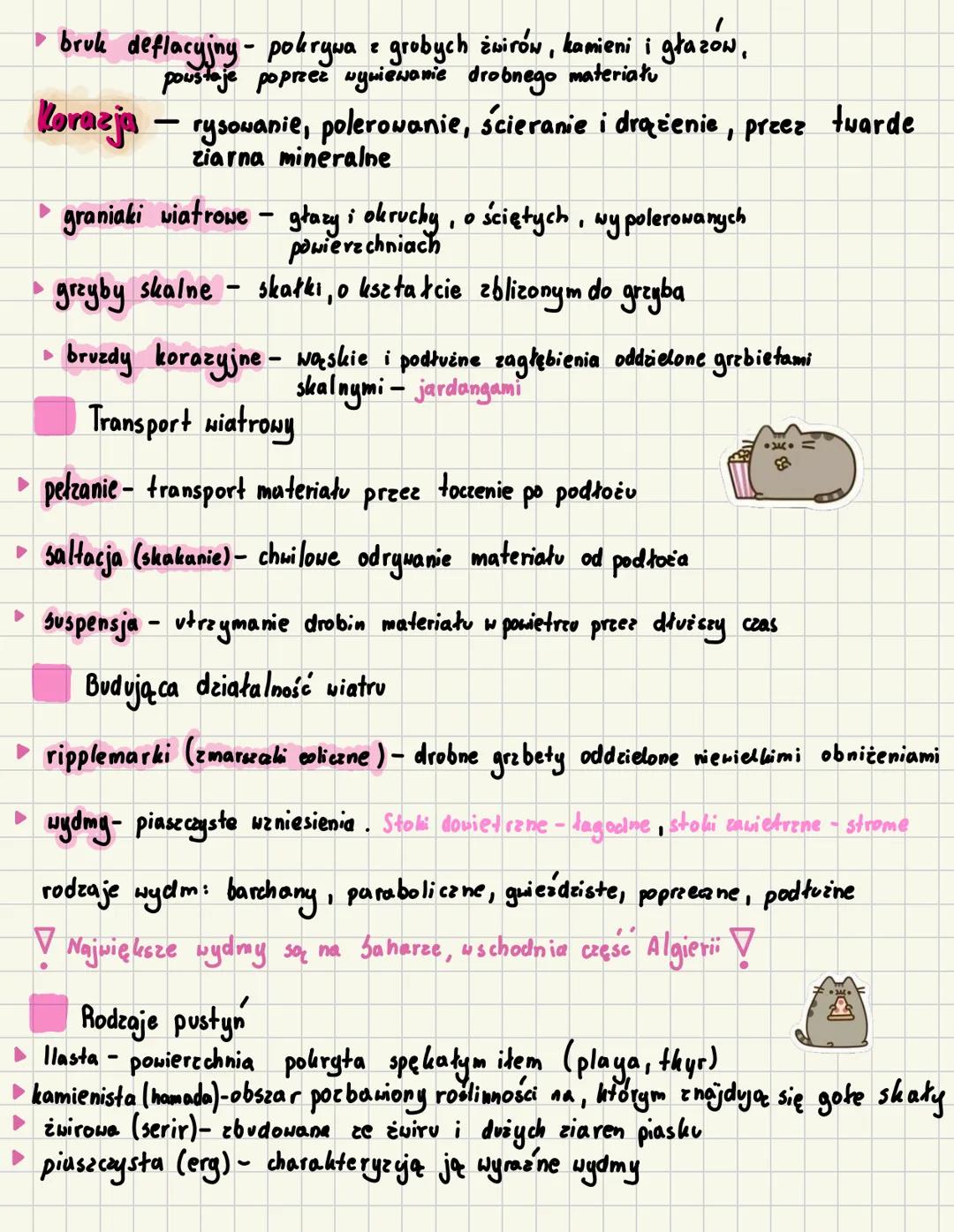 Wietrzenie skał
✓ procesy wewnętrzne - (endogeniczne), i zewnętrzne (egzogenicene)!
Procesy zewnętrzne kształtujące powierzchnie to:
Erozja