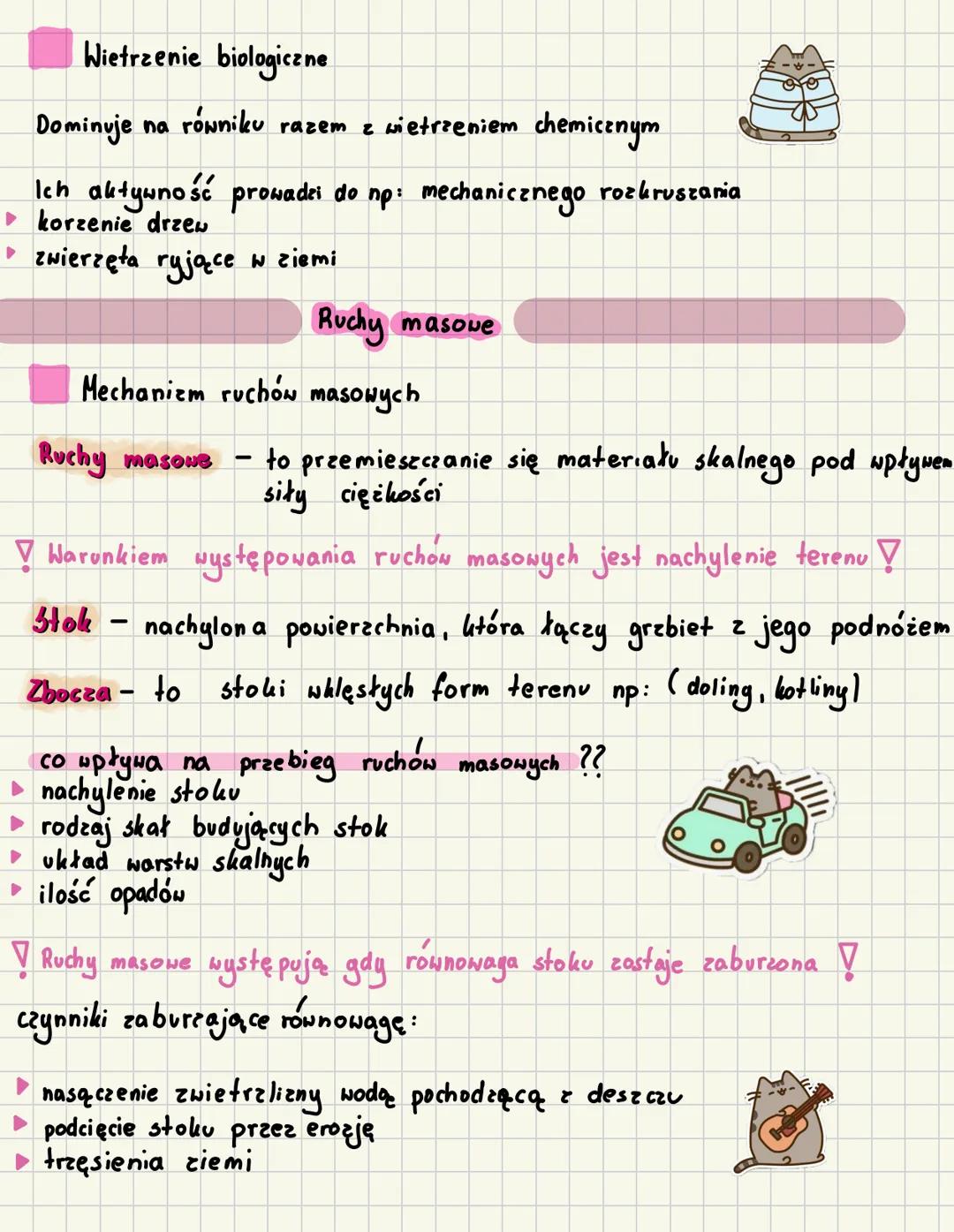 Wietrzenie skał
✓ procesy wewnętrzne - (endogeniczne), i zewnętrzne (egzogenicene)!
Procesy zewnętrzne kształtujące powierzchnie to:
Erozja