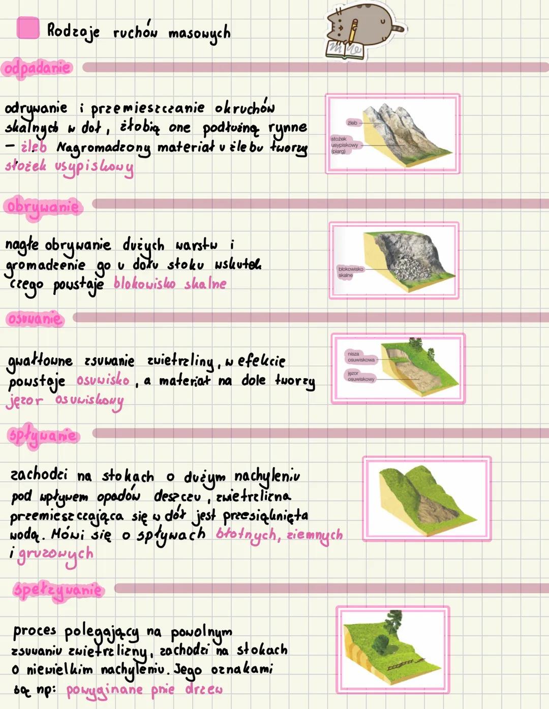 Wietrzenie skał
✓ procesy wewnętrzne - (endogeniczne), i zewnętrzne (egzogenicene)!
Procesy zewnętrzne kształtujące powierzchnie to:
Erozja