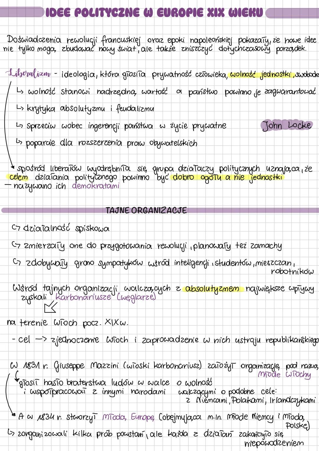 # IDEE POLITYCZNE W EUROPIE XIX WIEKU
Doświadczenia rewolucji francuskiej oraz epoki napoleońskiej pokazały, że howe idee
nie tylko moga, z