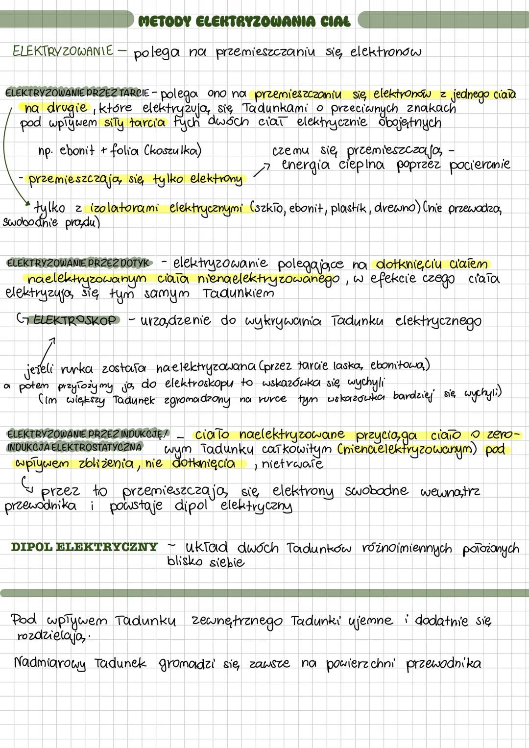 # METODY ELEKTRYZOWANIA CIAL
ELEKTRYZOWANIE - polega na przemieszczaniu się elektronow
ELEKTRYZOWANIE PRZEZ TARCIE - polega ono na przemie