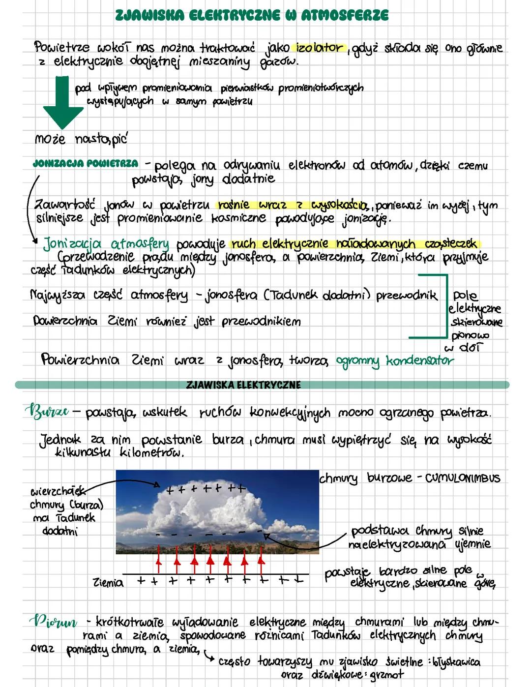 ZJAWISKA ELEKTRYCZNE W ATMOSFERZE