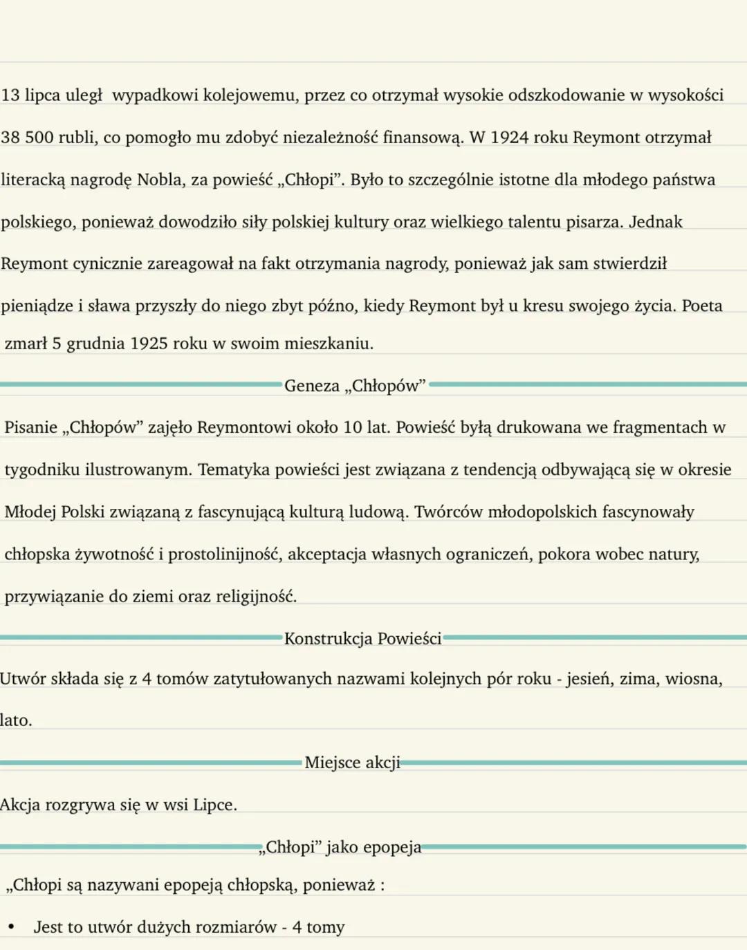 Lekcja
Temat: Wiejska gromada jako mikrokosmos -,,Chłopi" Władysława
Życie i twórczość autora
10.10.2024r.
Władysław Stanisław Reymont - wła